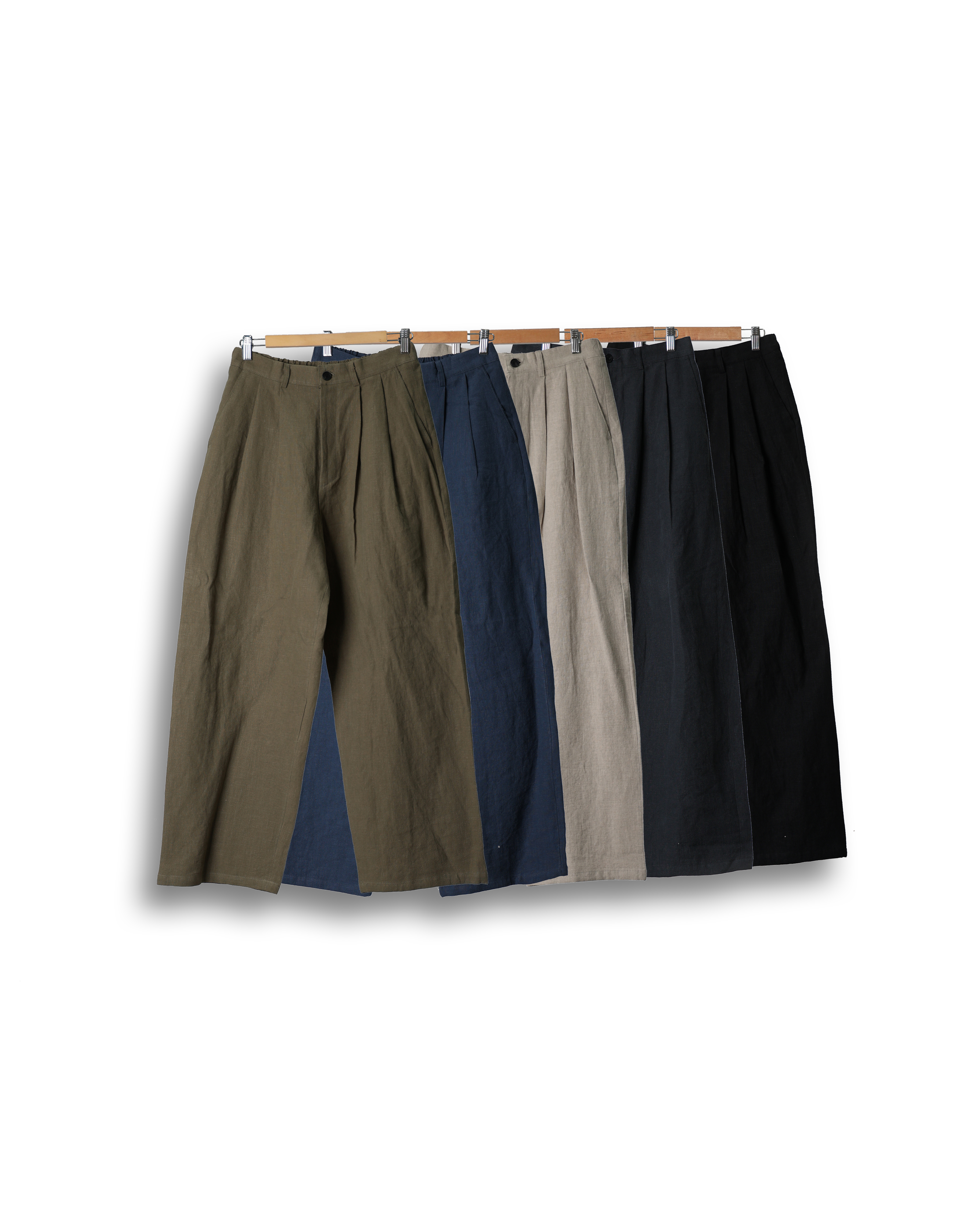 NOMD Two Tuck Pleats Linen Wide Pants (Black/Charcoal/Navy/Olive/Ivory)