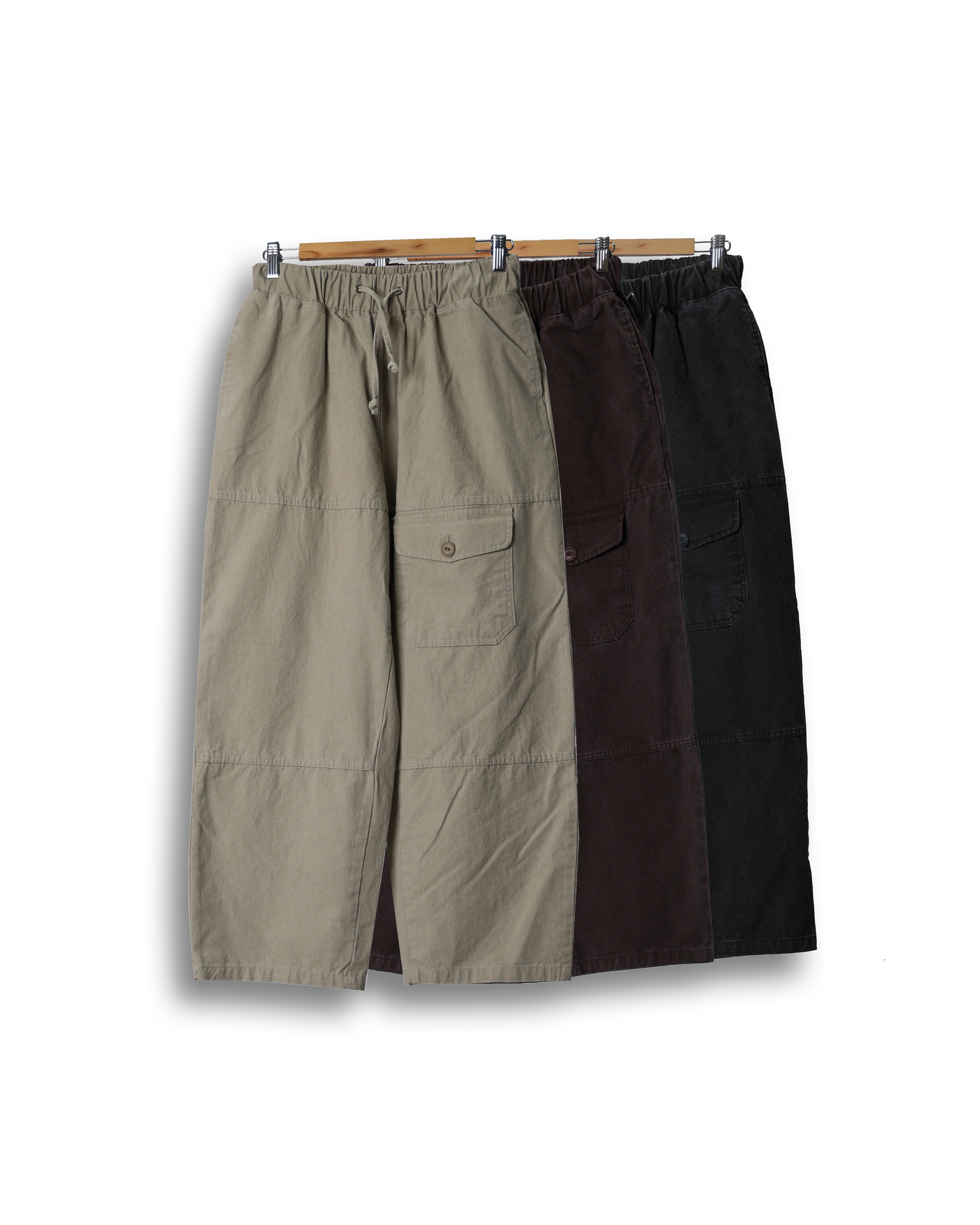 GAUGE Cation Pocket Washed Wide Pants (Charcoal/Wine/Beige)