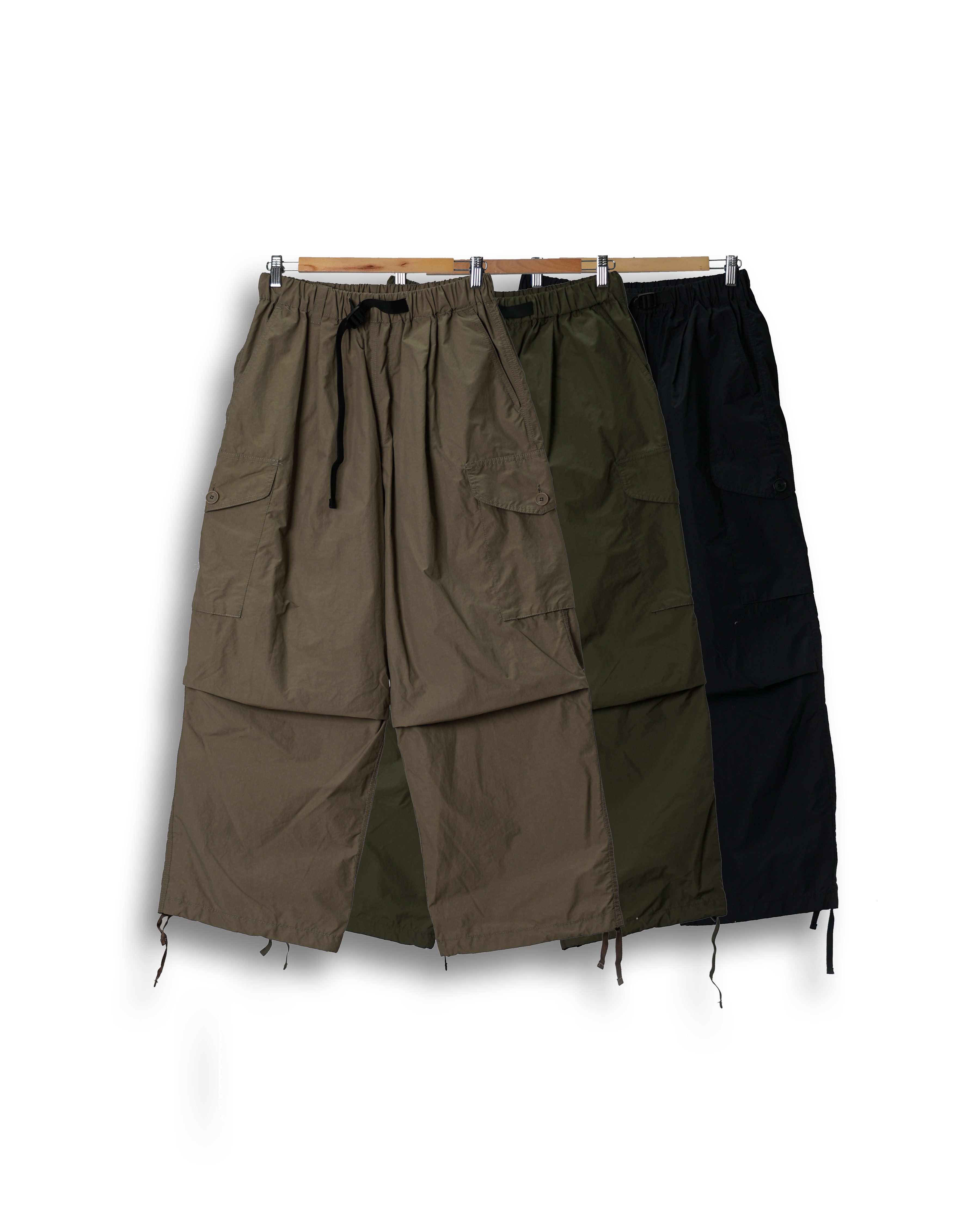 SPEC Over Weave Parachute Pocket Pants (Black/Olive/Beige)
