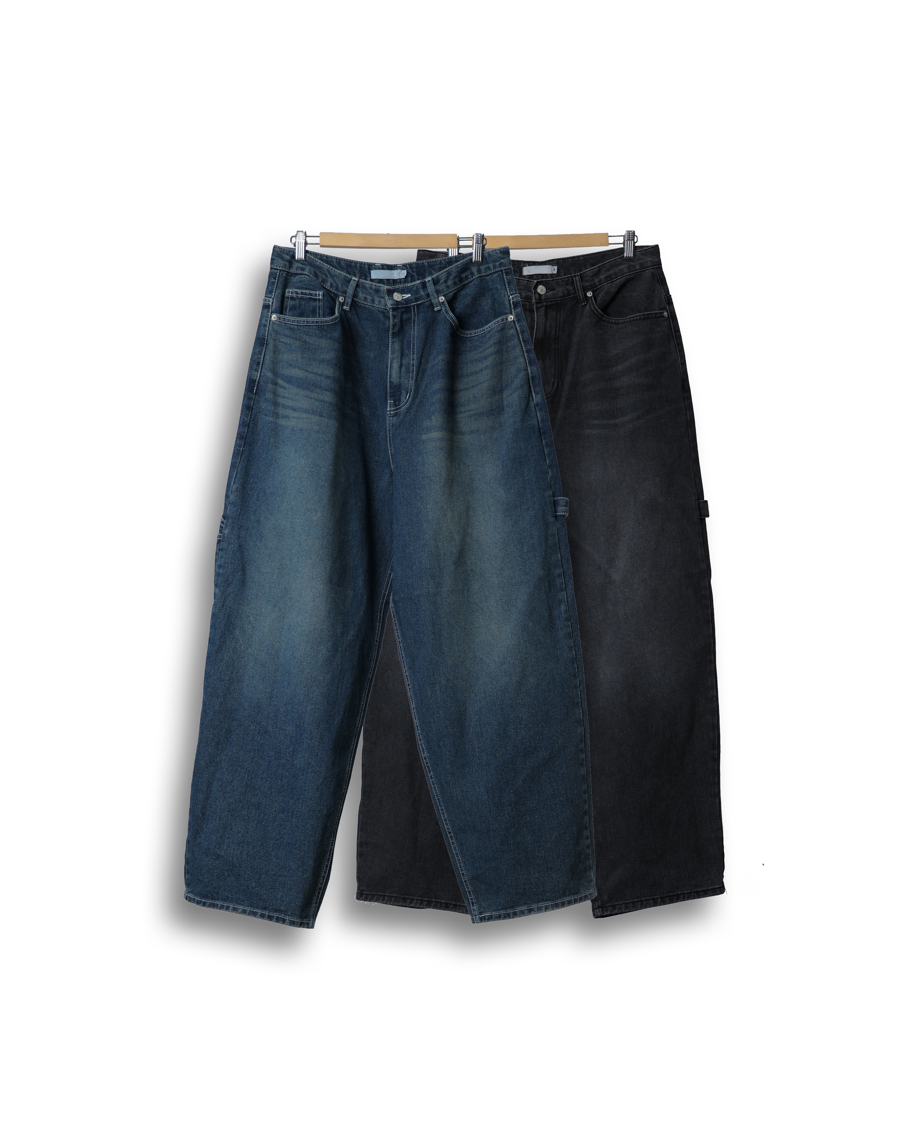 WOT SCARP Carpenter Washed Maxi Denim Pants (Black Denim/Middle Denim)