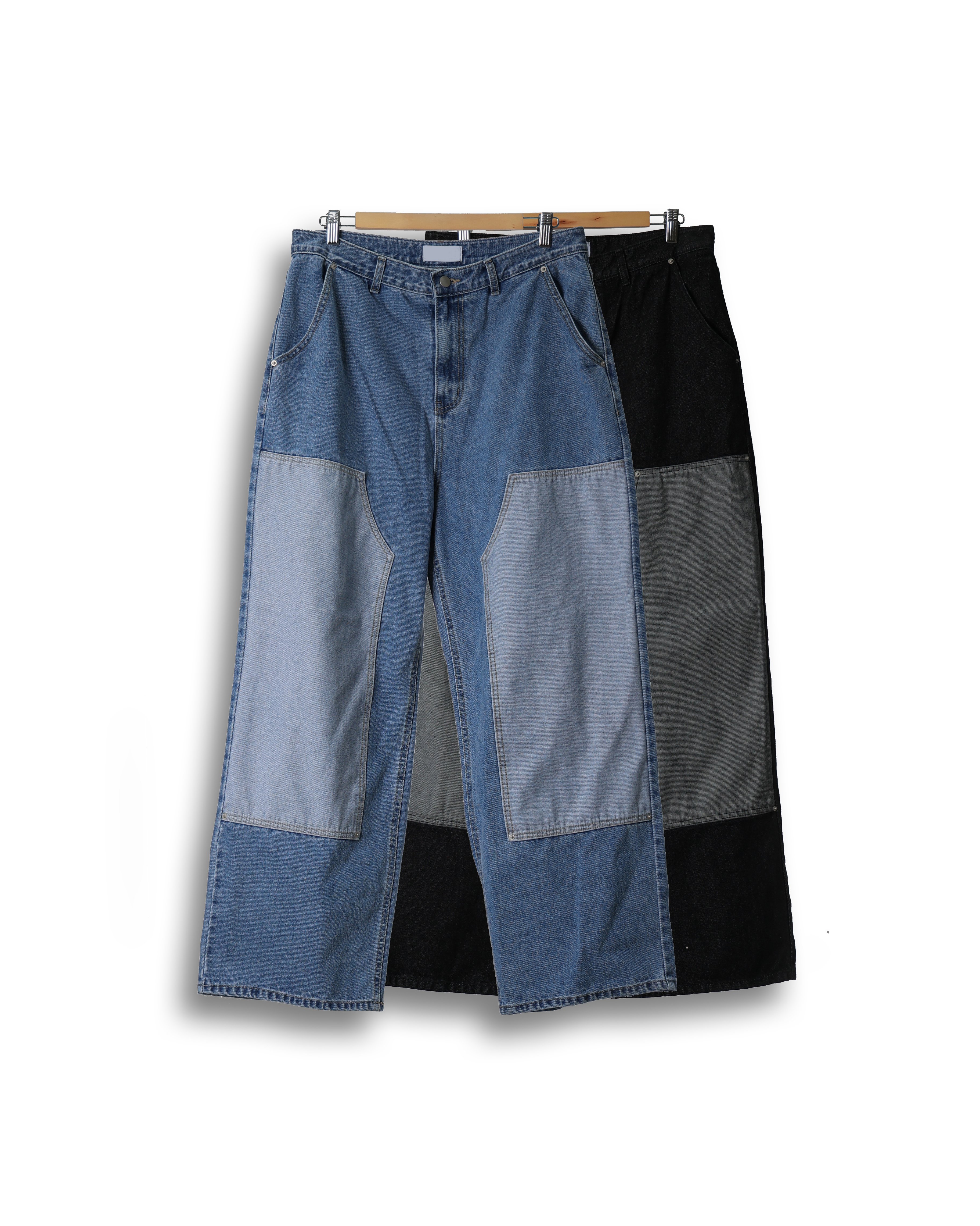 GUUNER Carpenter Double Denim Pants (Black Denim/Blue Denim)