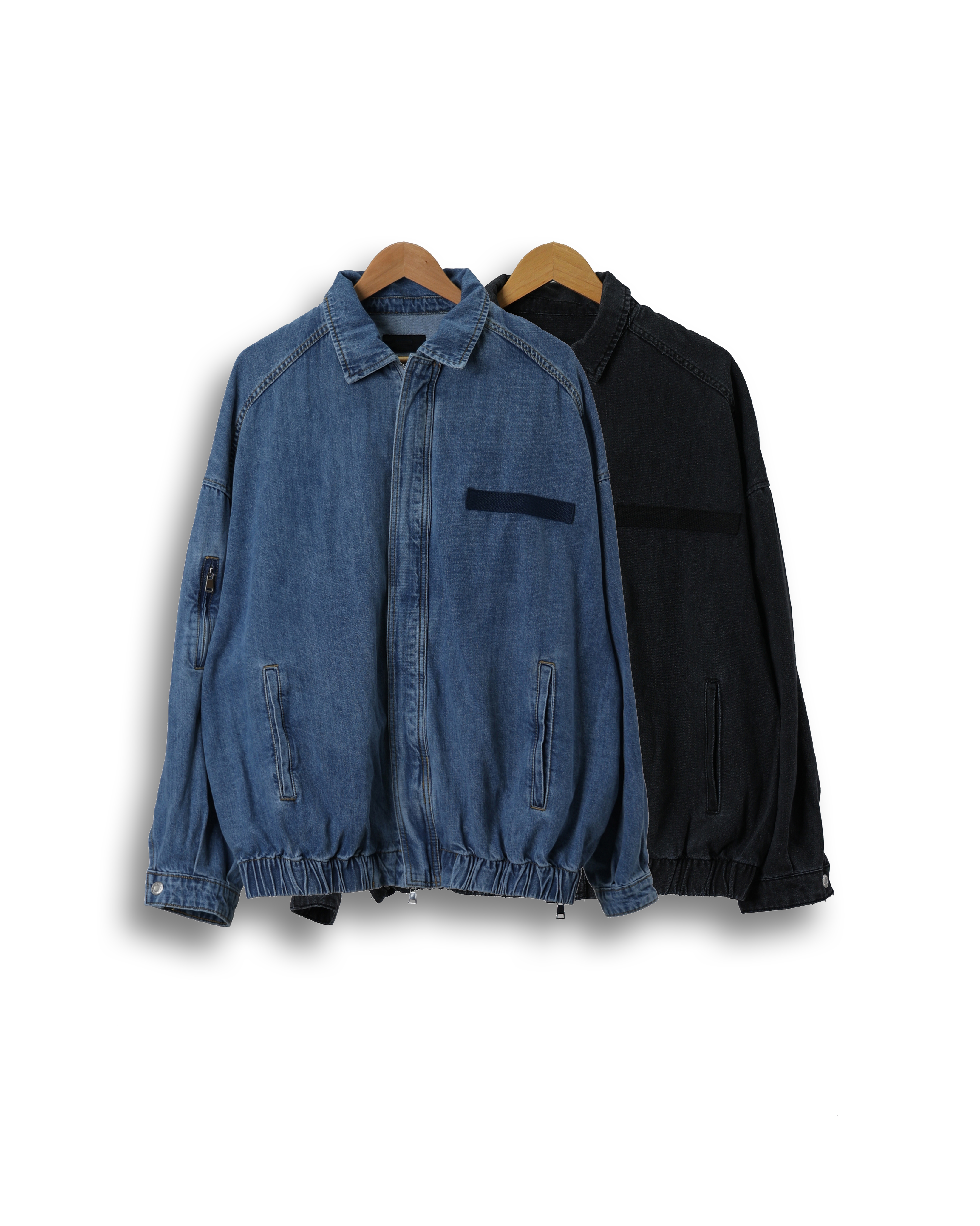 RPEN R203-4 Vintage Denim Zip Jacket (Black Denim/Blue Denim)