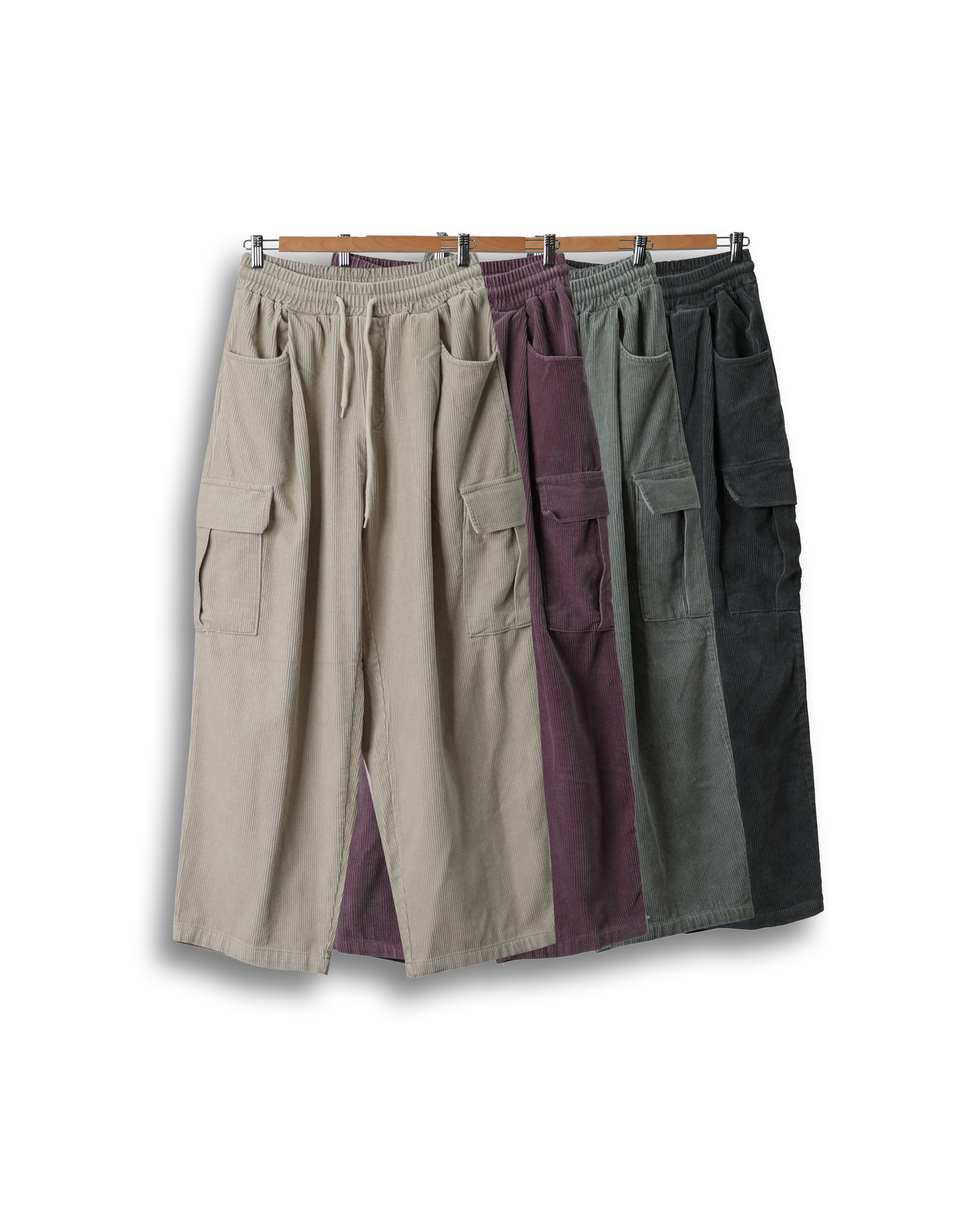 RAMS FICTION Pigment Corduroy Cargo Pants (Charcoal/Olive Gray/Wine/Beige)