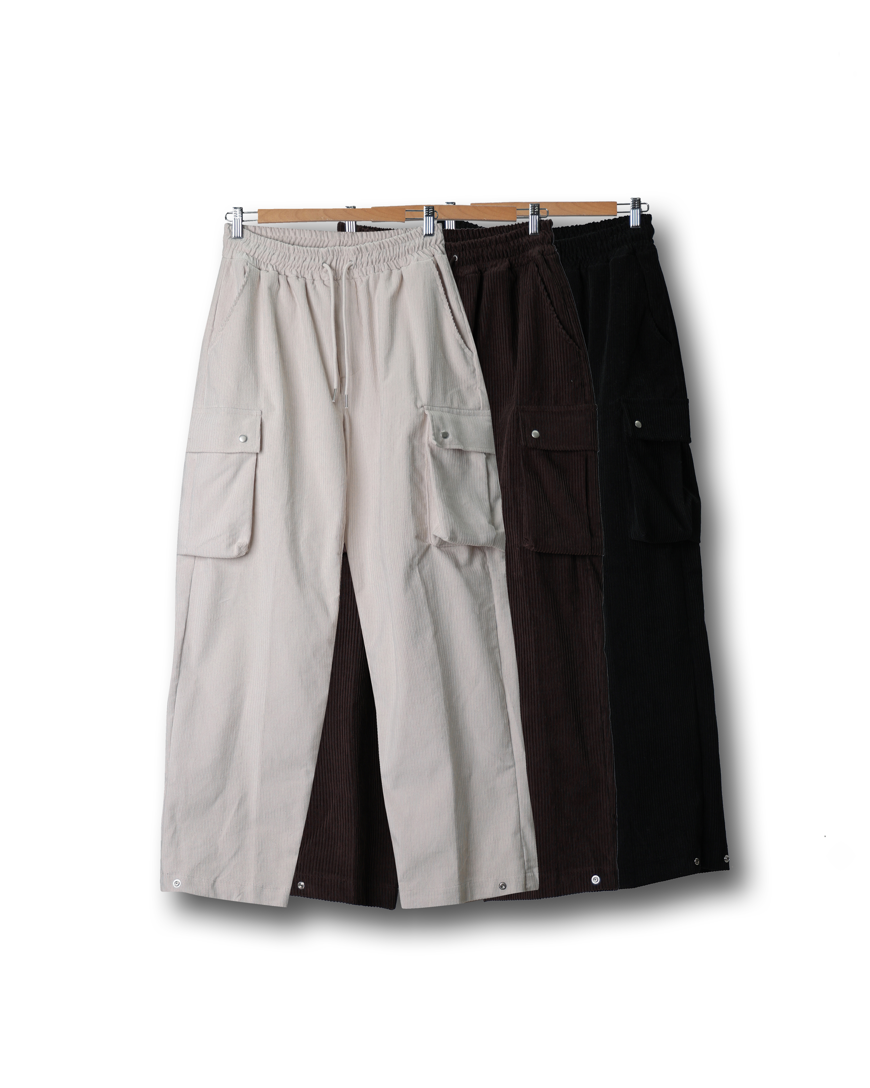 ONOF Corduroy Cargo Wide Button Pants (Black/Brown/Ivory)