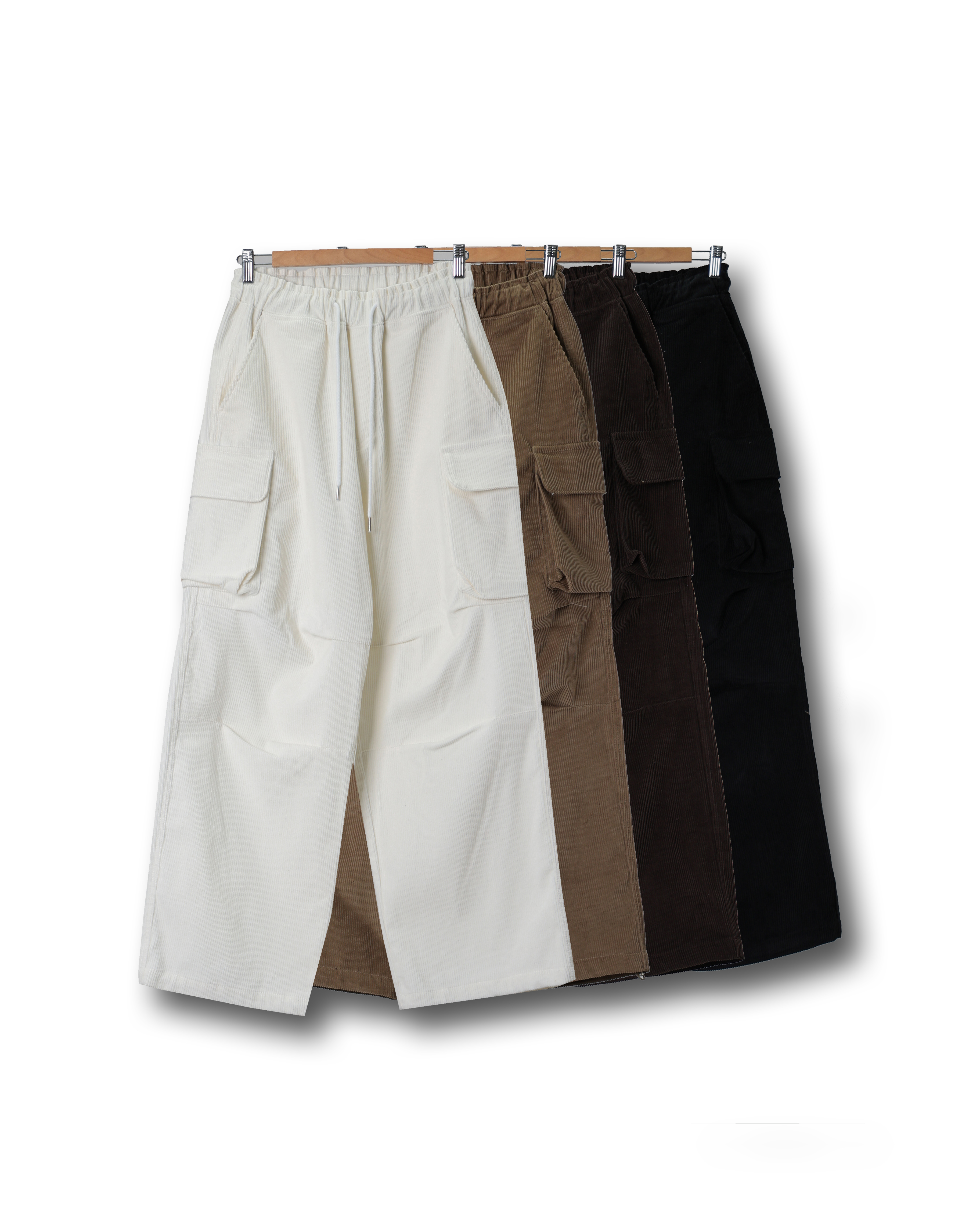 UNBO Corduroy Parachute Cargo Pants (Black/Brown/Beige/White)