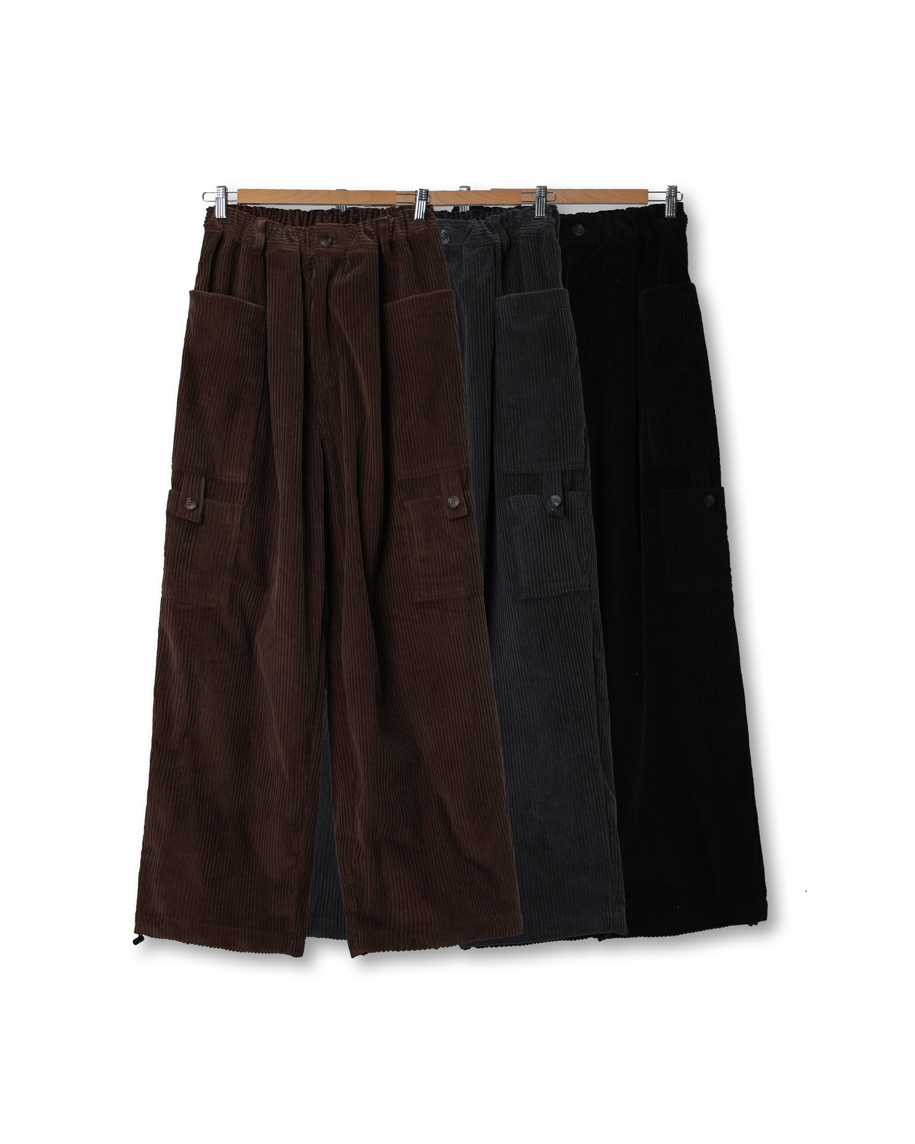 WOAT Corduroy Snap Pocket Fatigue Pants (Black/Charcoal/Brown)