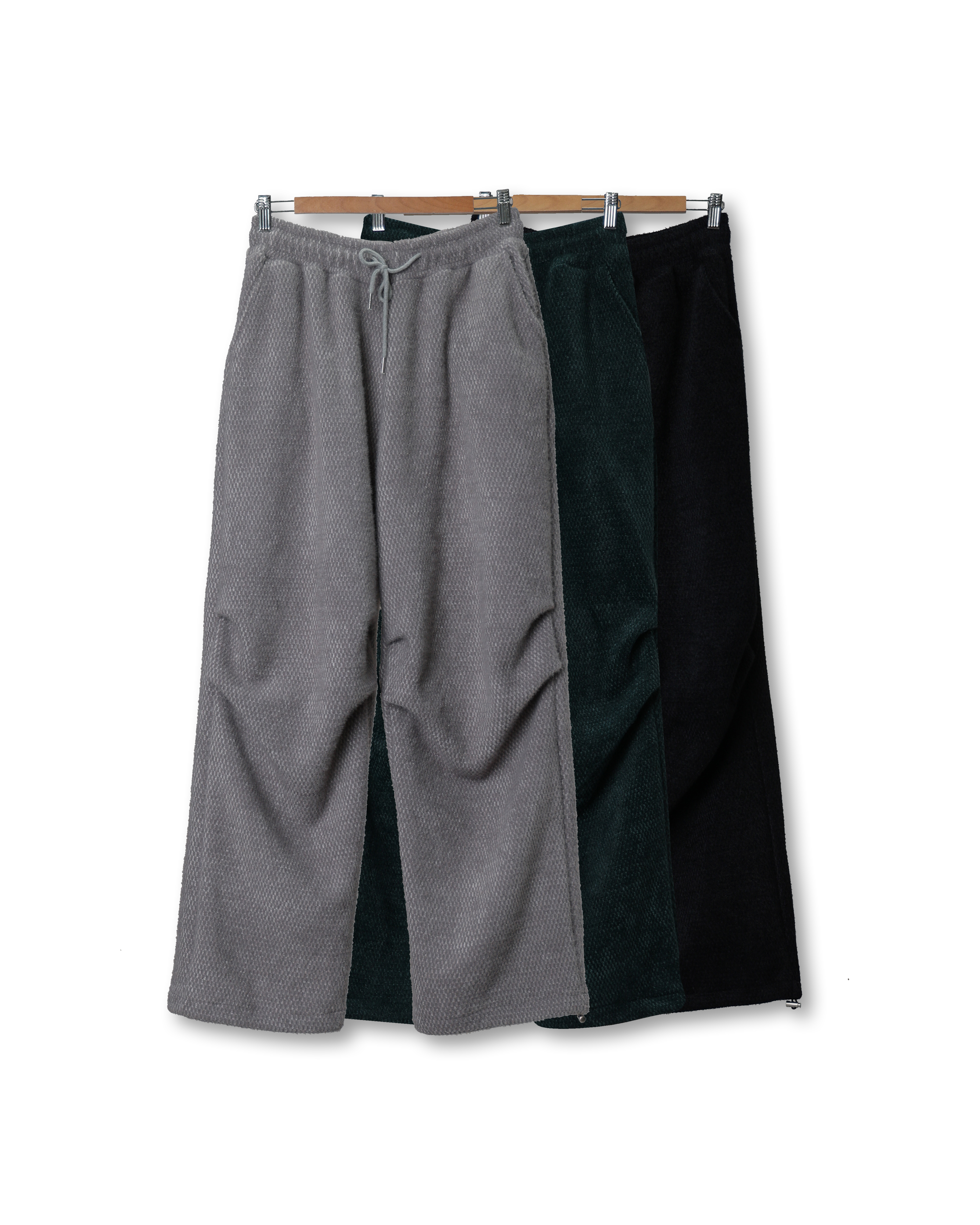 FORT Jacquard Pleats Knit Wide Pants (Black/Gray/Deep Green)