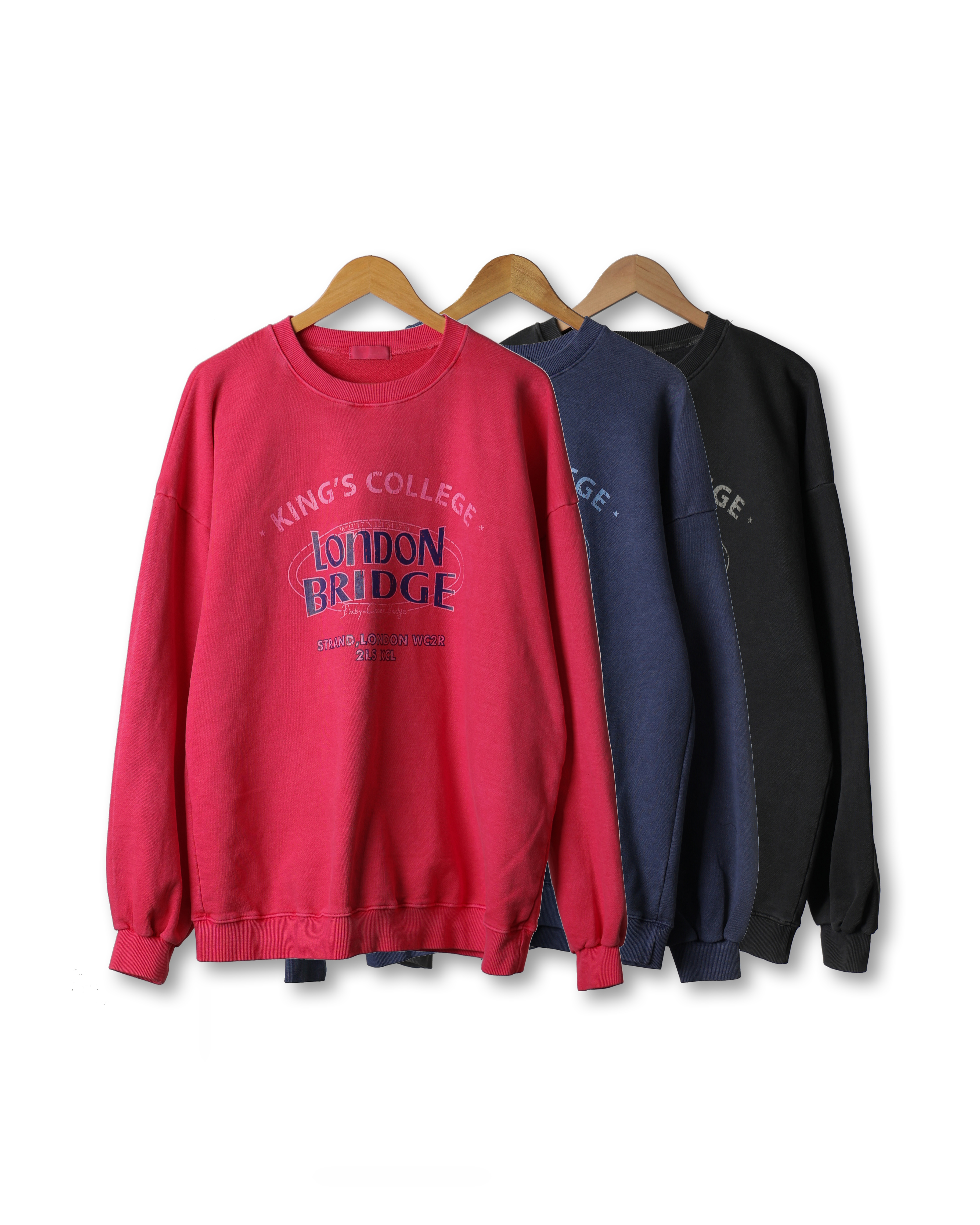 NBIW LONDON Pigments Over Sweat Shirts (Charcoal/Navy/Pink)