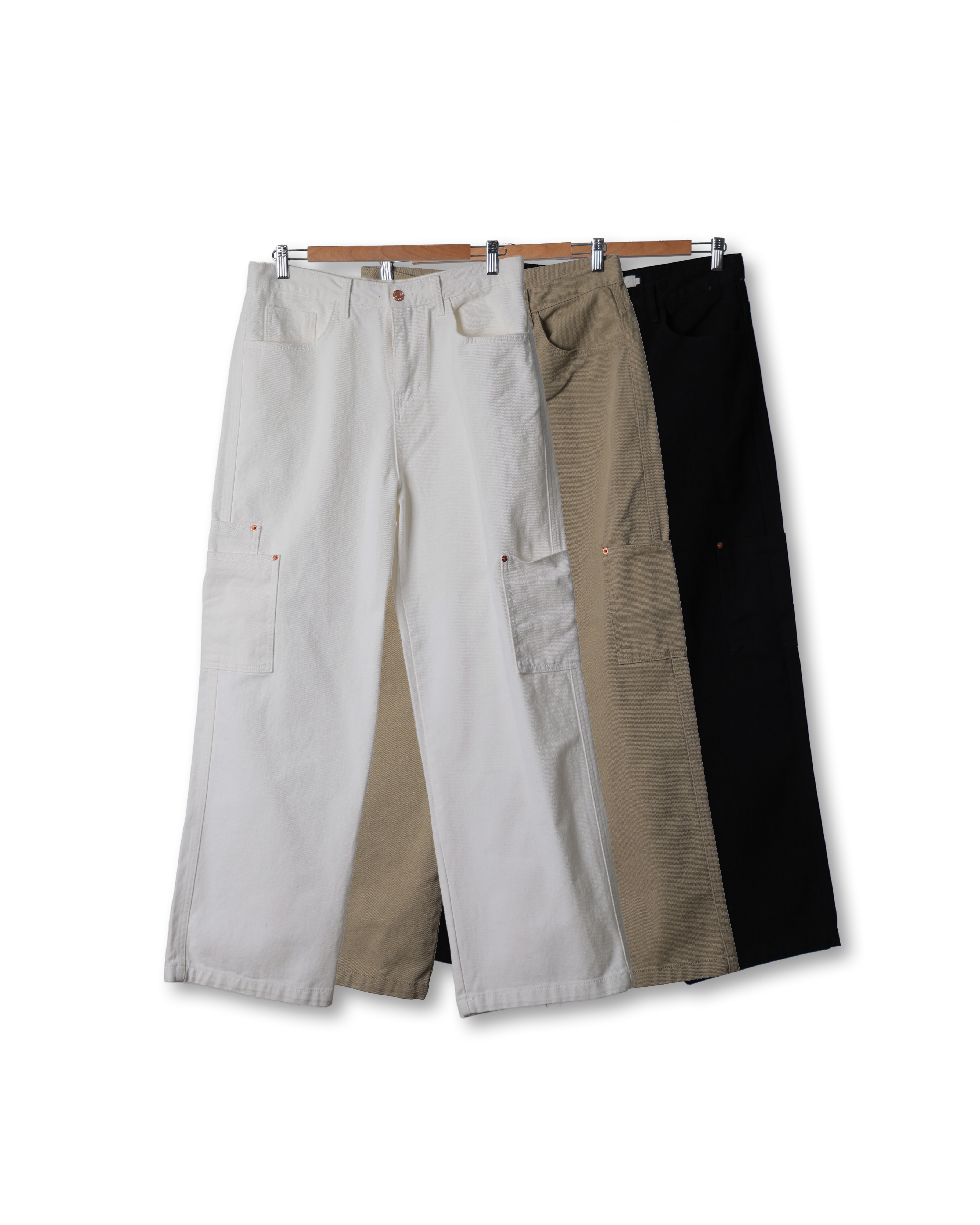 ANSWR Rivet Pocket Work Cotton Pants (Black/Olive Beige/Ivory)