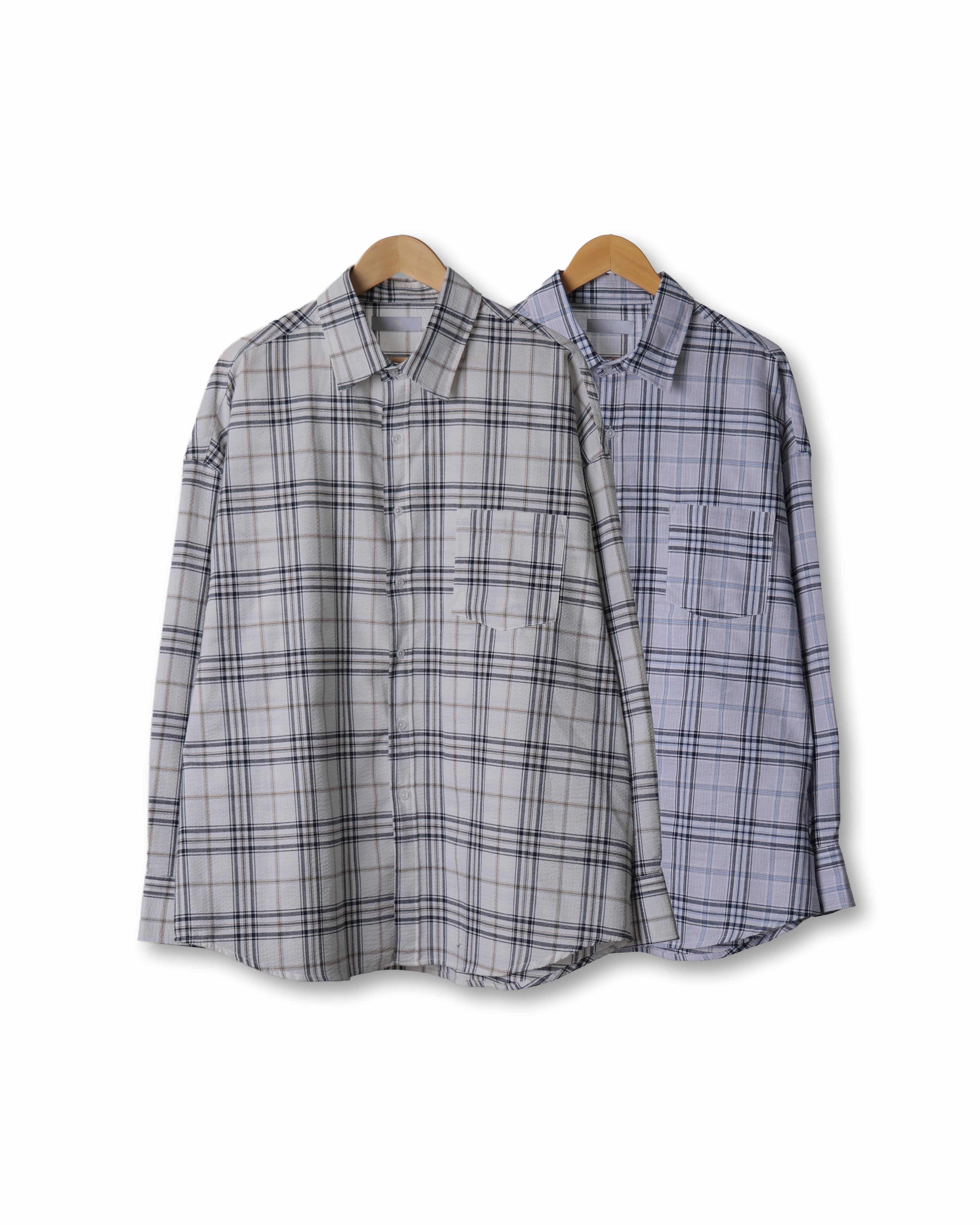 CONS Soft Check Mono Over Shirts (Blue Gray/Beige)