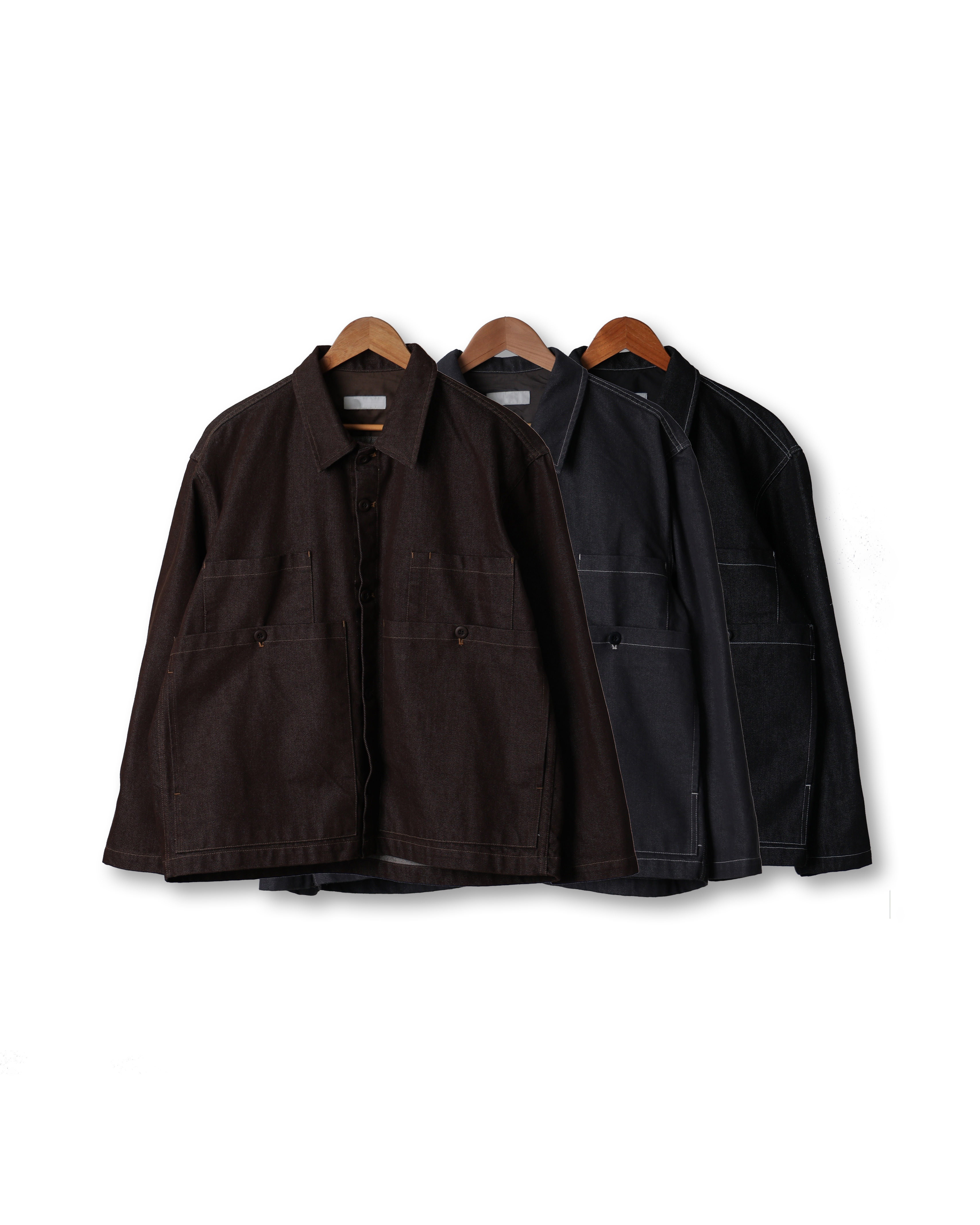 INTO Work Colored Denim Jacket (Black/Gray/Brown)