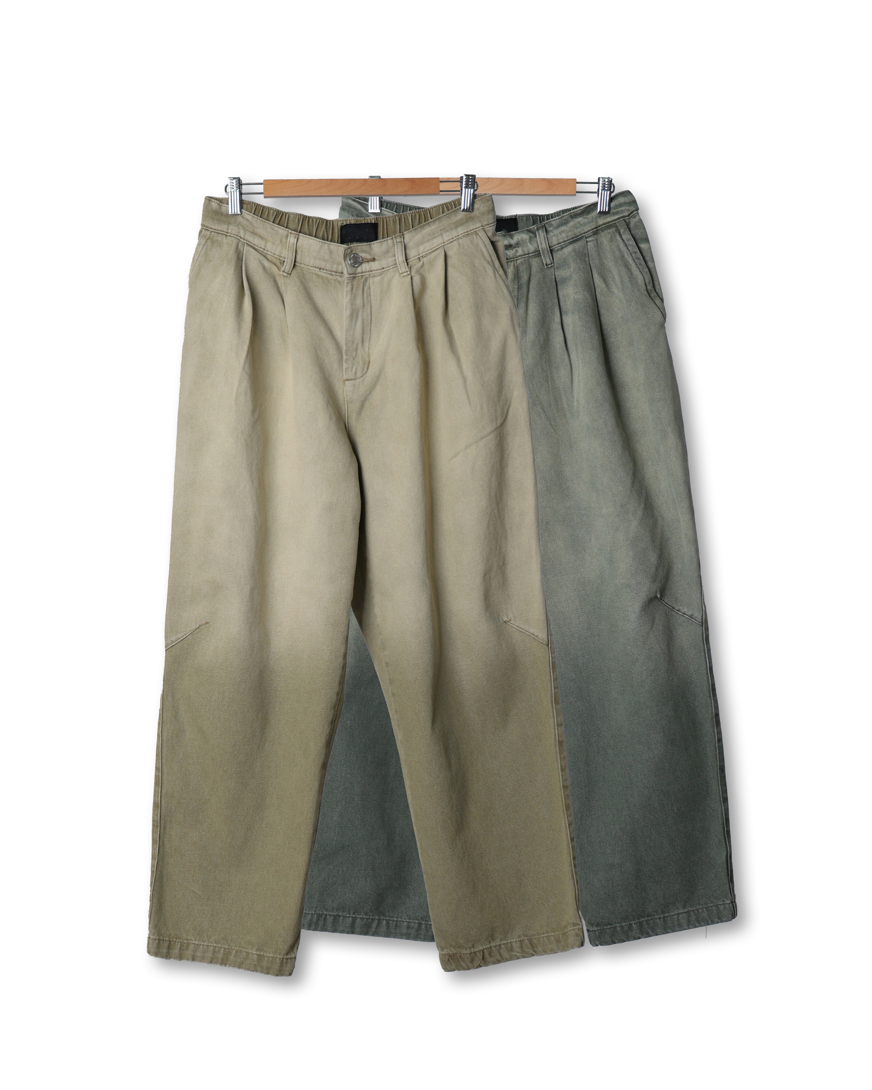 RPEN R633-4 Two-Tone Pleats Denim Pants (Green/Yellow)