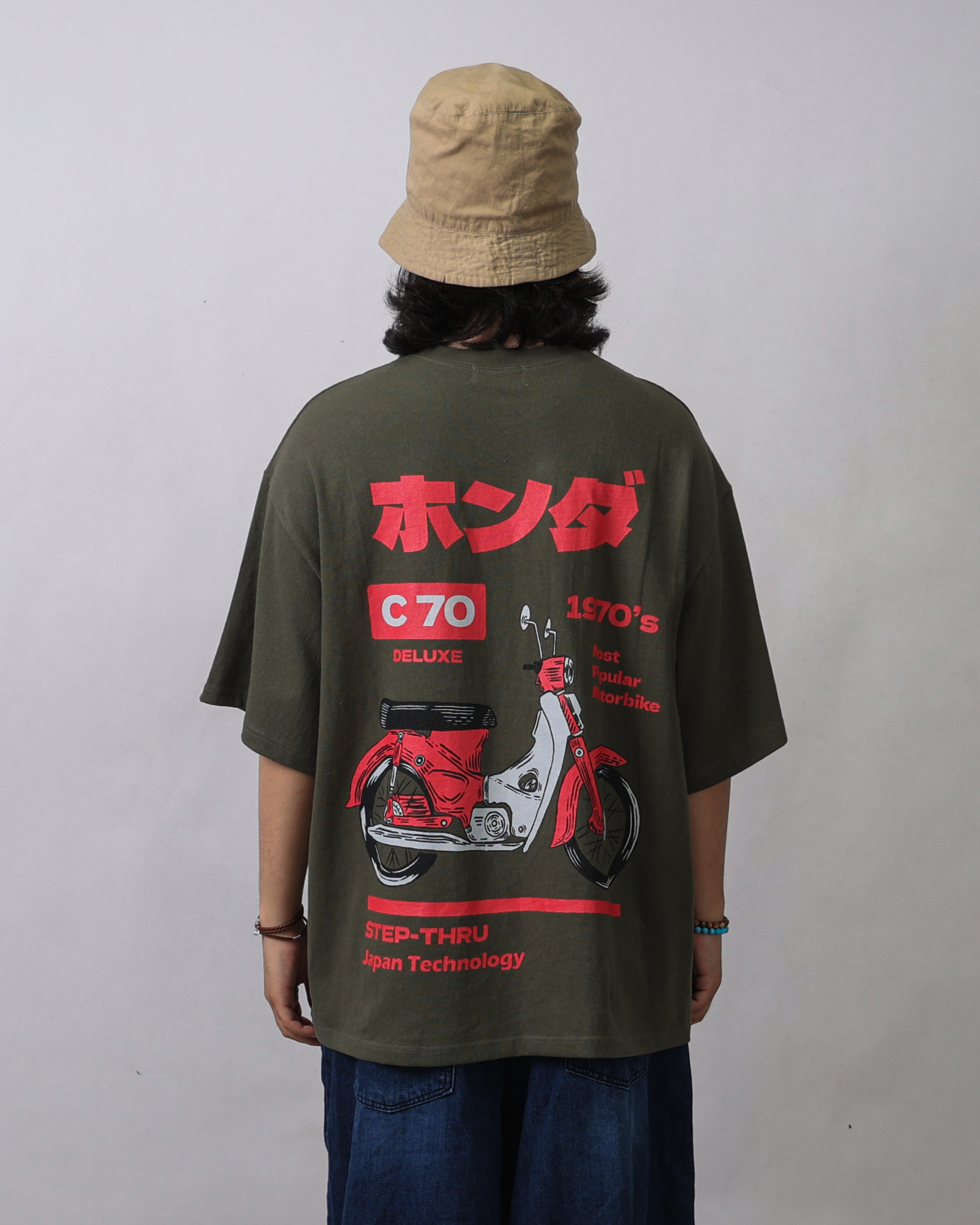 KIRI Hiragana Over Printed T Shirts (Black/Navy/Khaki/Ivory)