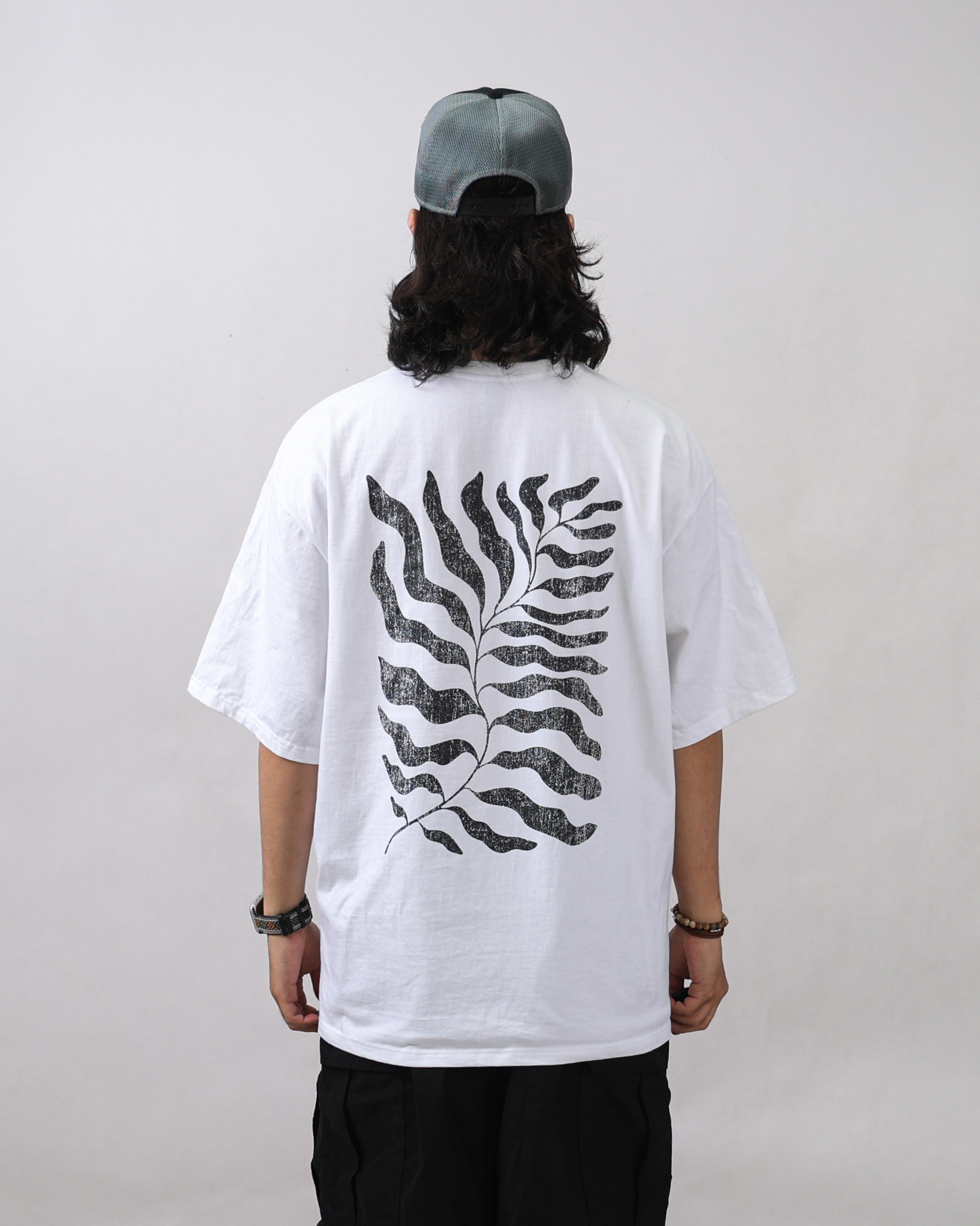 Square Mono Leaf Over T Shirts (Black/Charcoal/White)