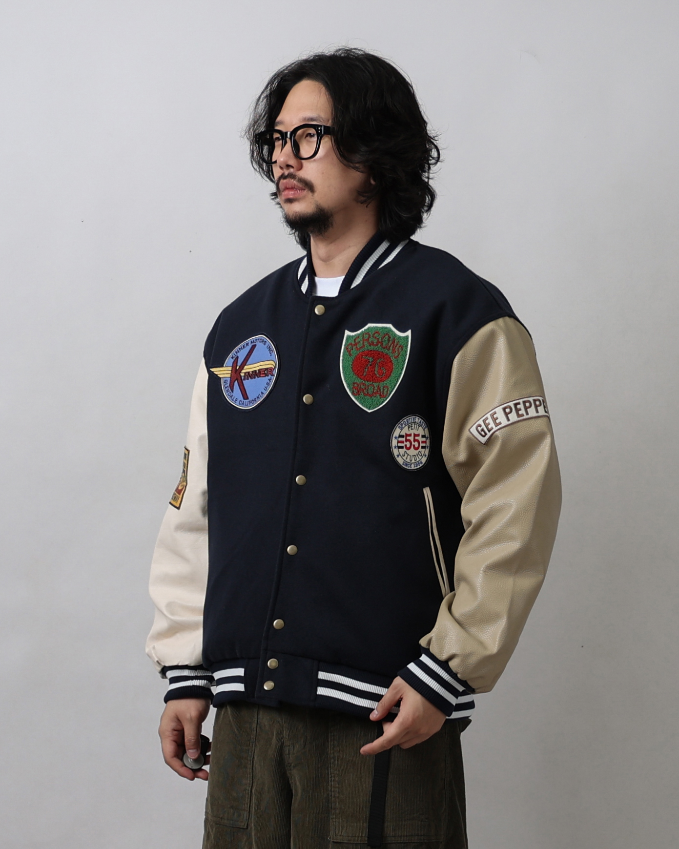 ACO Patchwork Two Tone Padded Varsity (Navy/Red)