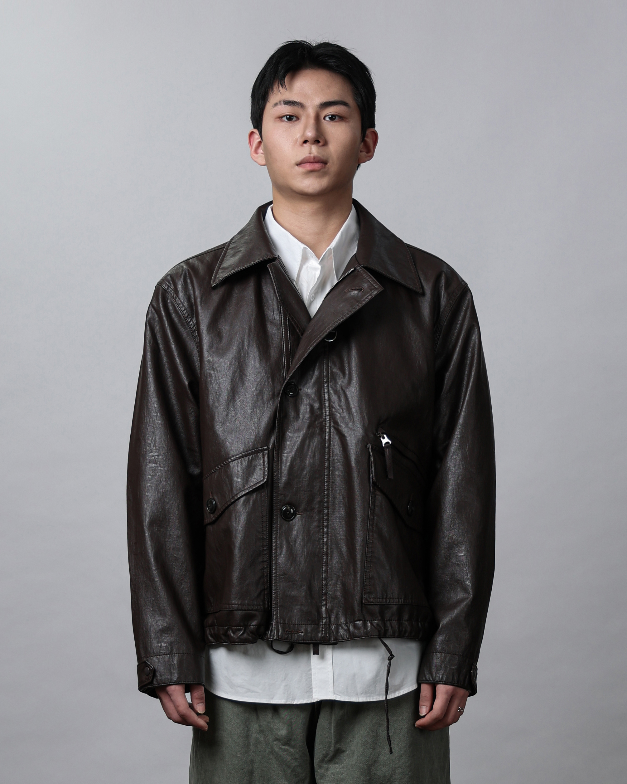 PECTOR MK3 Vegan Leather Detail Jacket (Black/Brown)