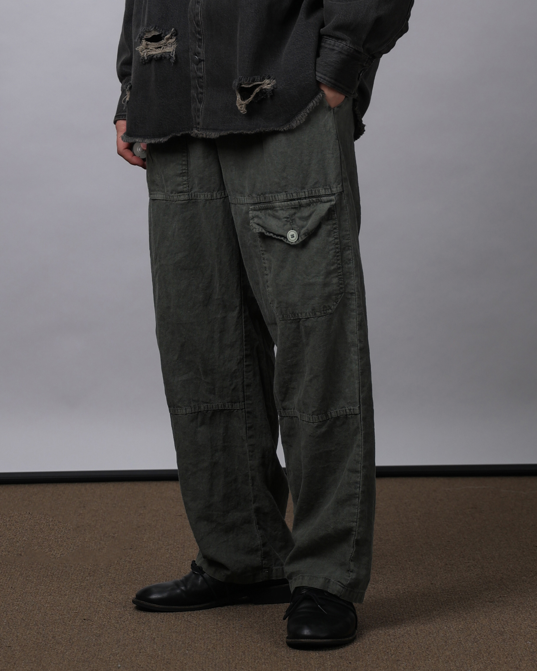 GAUZ MAFI Linen Washed Pocket Pants (Charcoal/Gray/Brown/Olive)