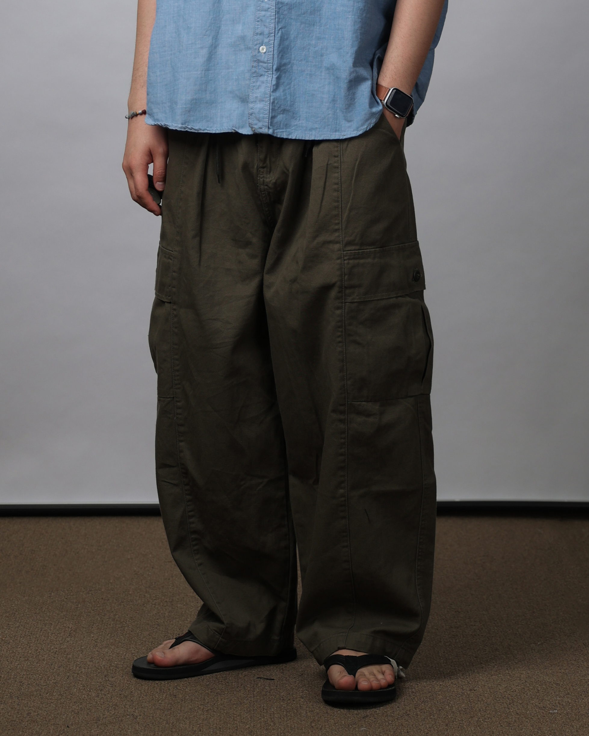 MOOI 635 Washed Cargo Balloon Pants (Black/Brown/Olive)