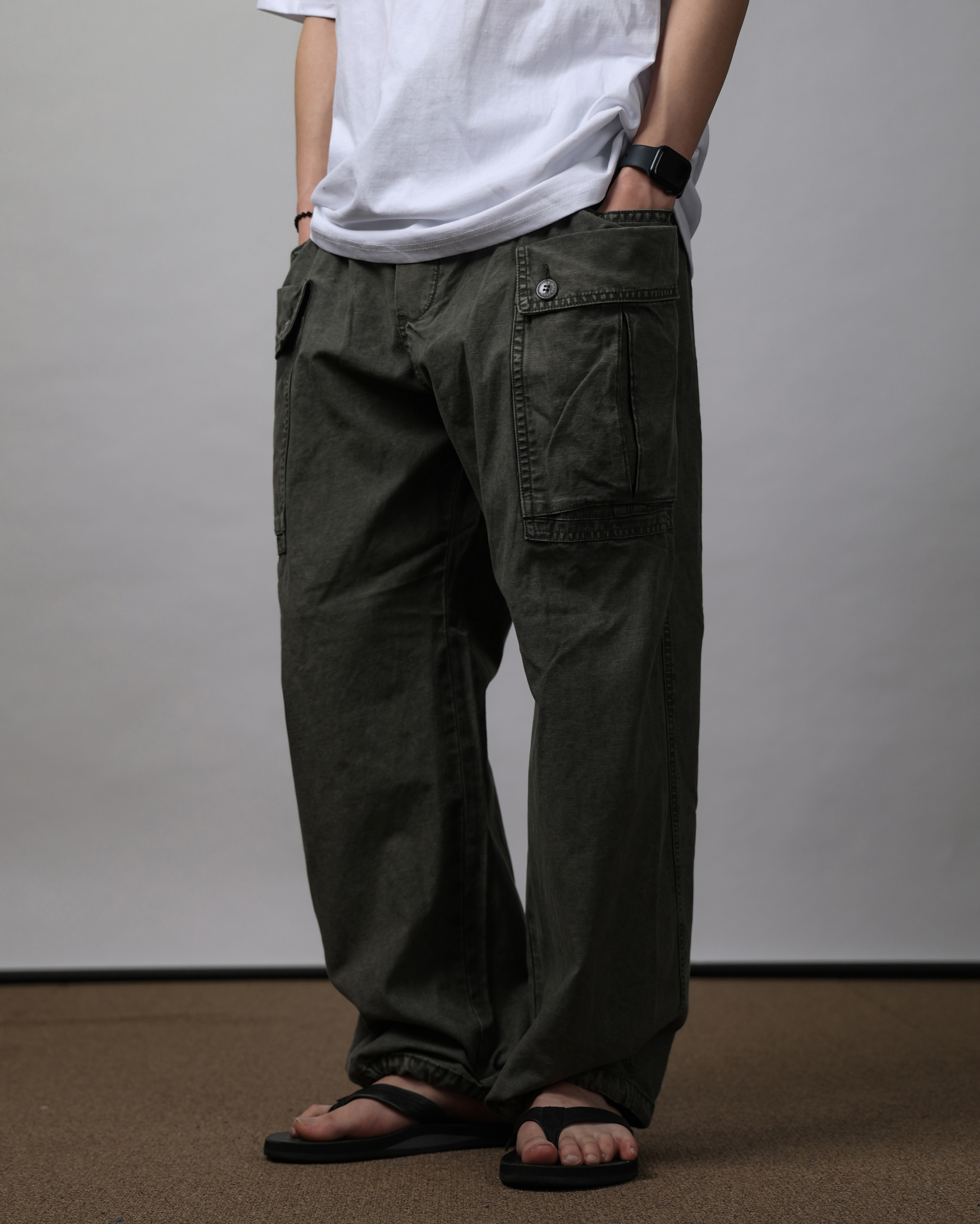 R.PENN R590 Garment Two Pocket Cargo Pants (Charcoal/Olive)