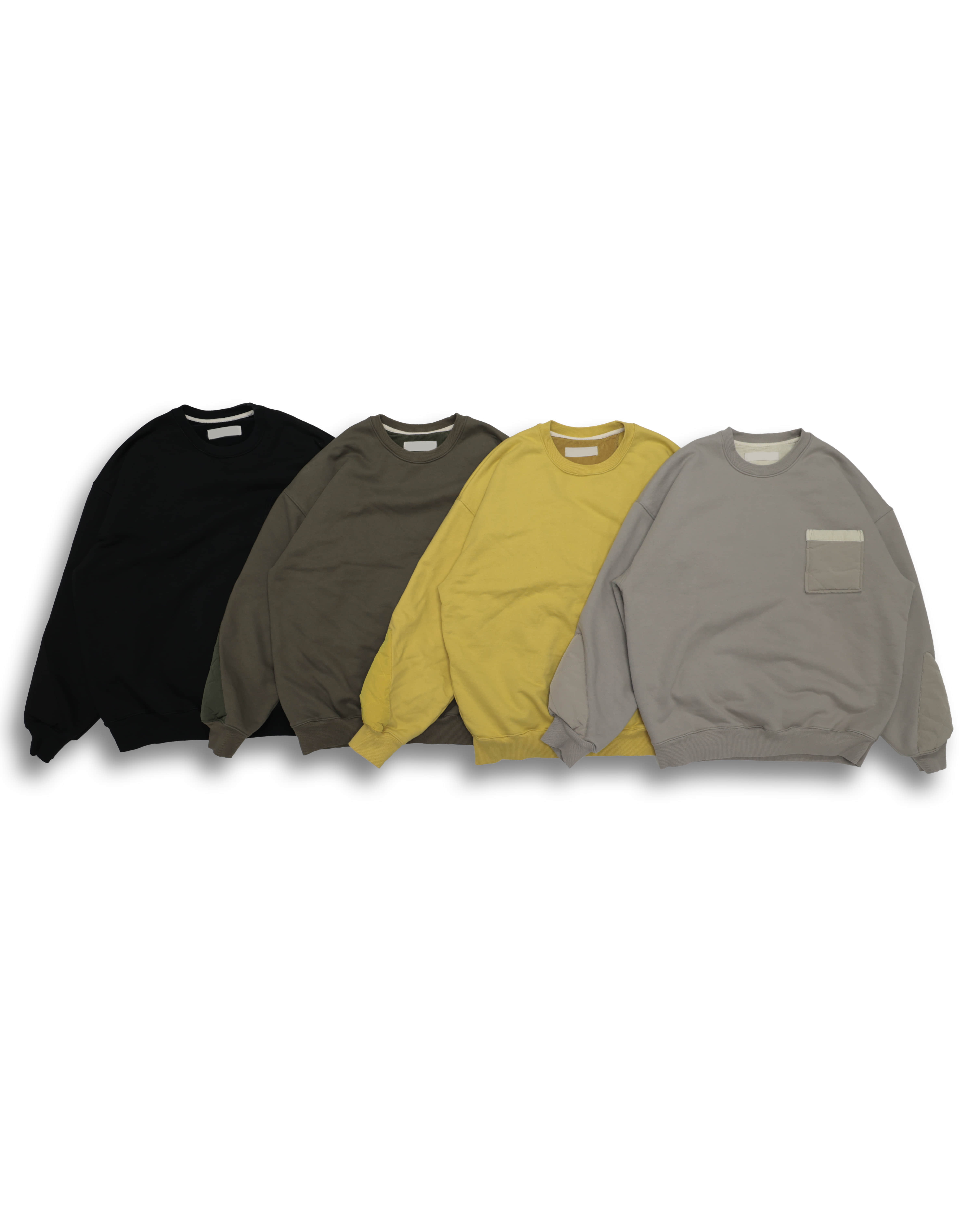 Quilted Washing Sweat Shirts (Black/Khaki/Beige/Yellow)