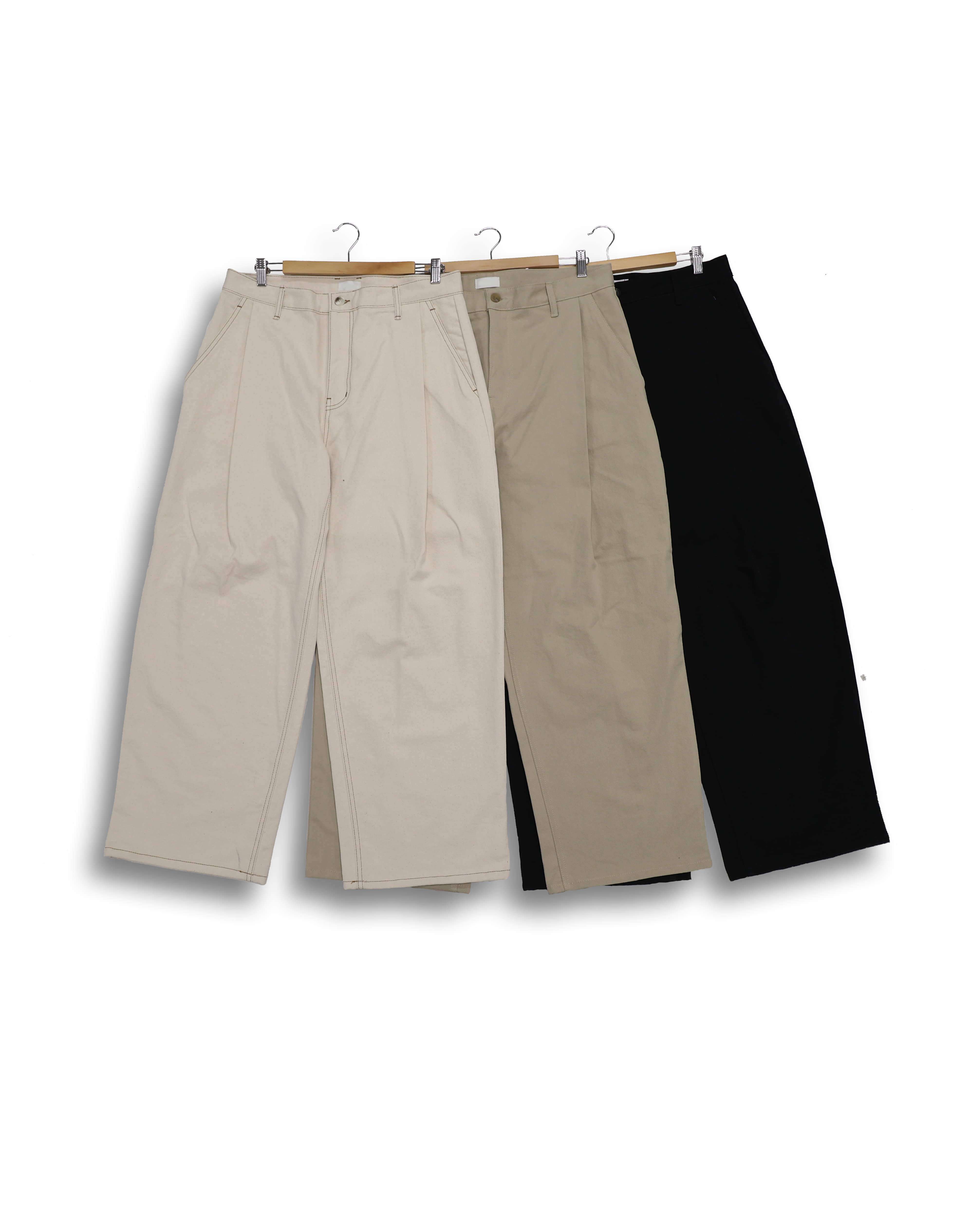 GROSS Basic Pintuck Wide Chino Pants (Black/Beige/Ivory)