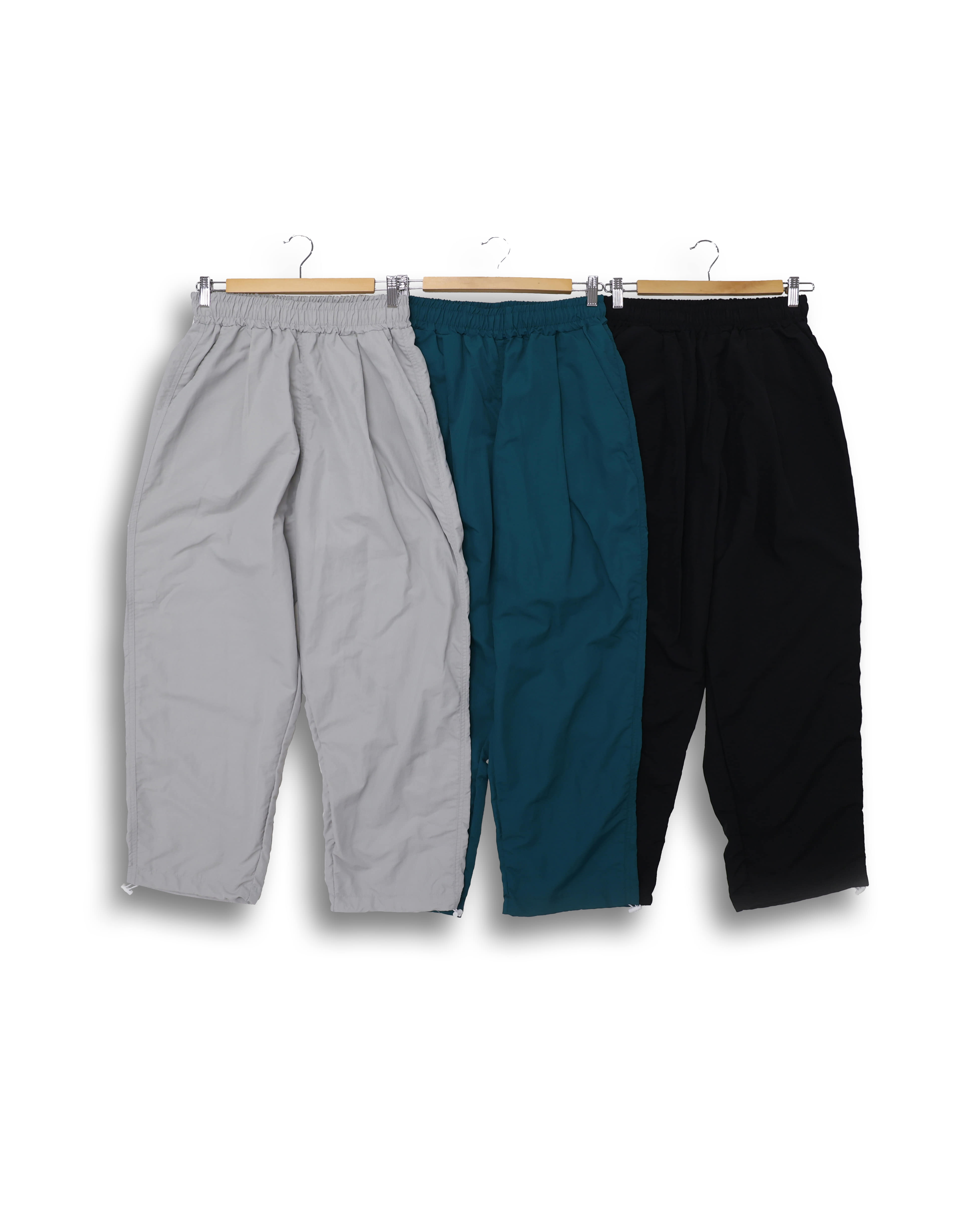 COME Simple Nylon String Wide Pants (Black/Green/Light Gray)