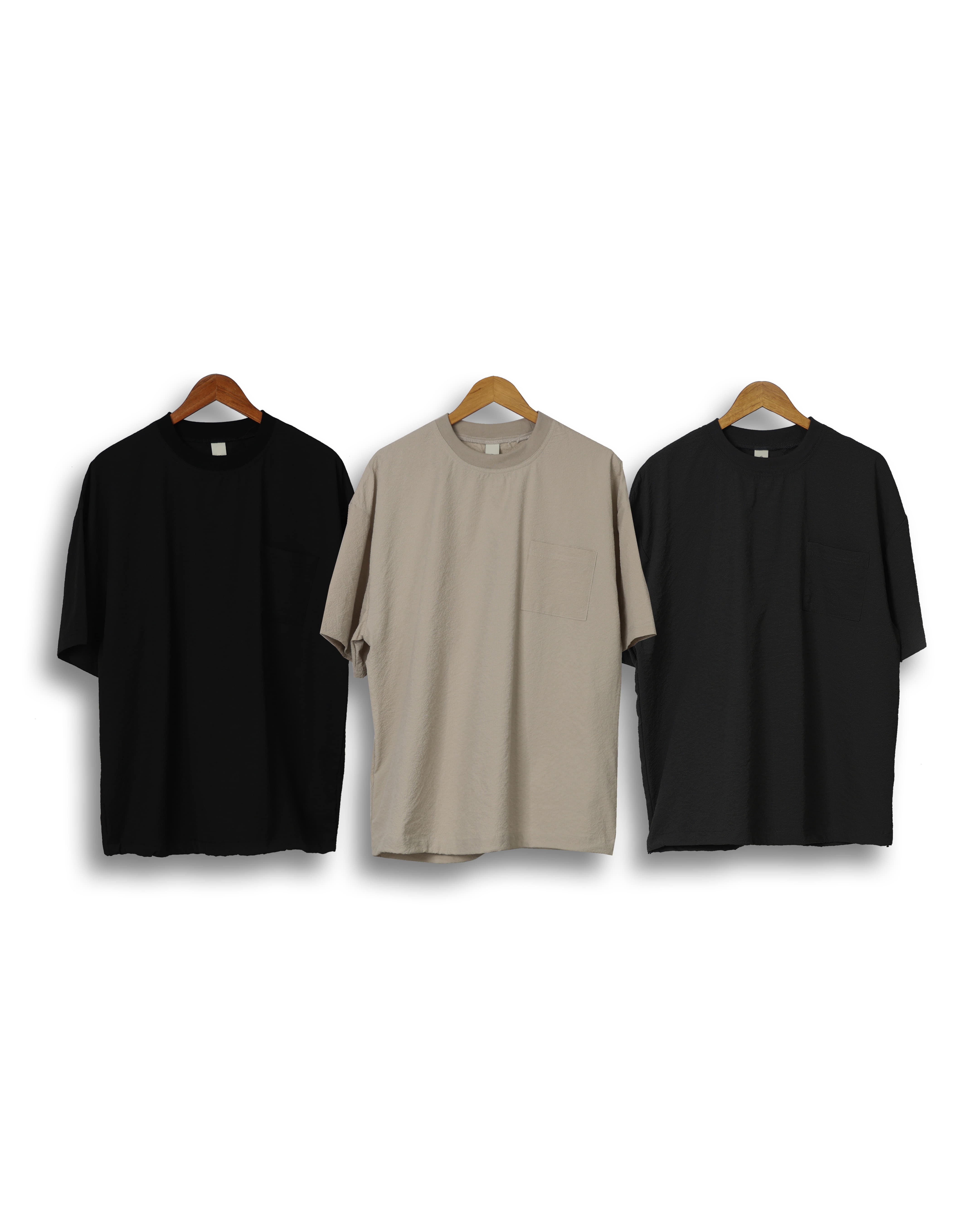 RAM Seersucker Pleats Over T Shirts (Black/Charcoal/Beige)