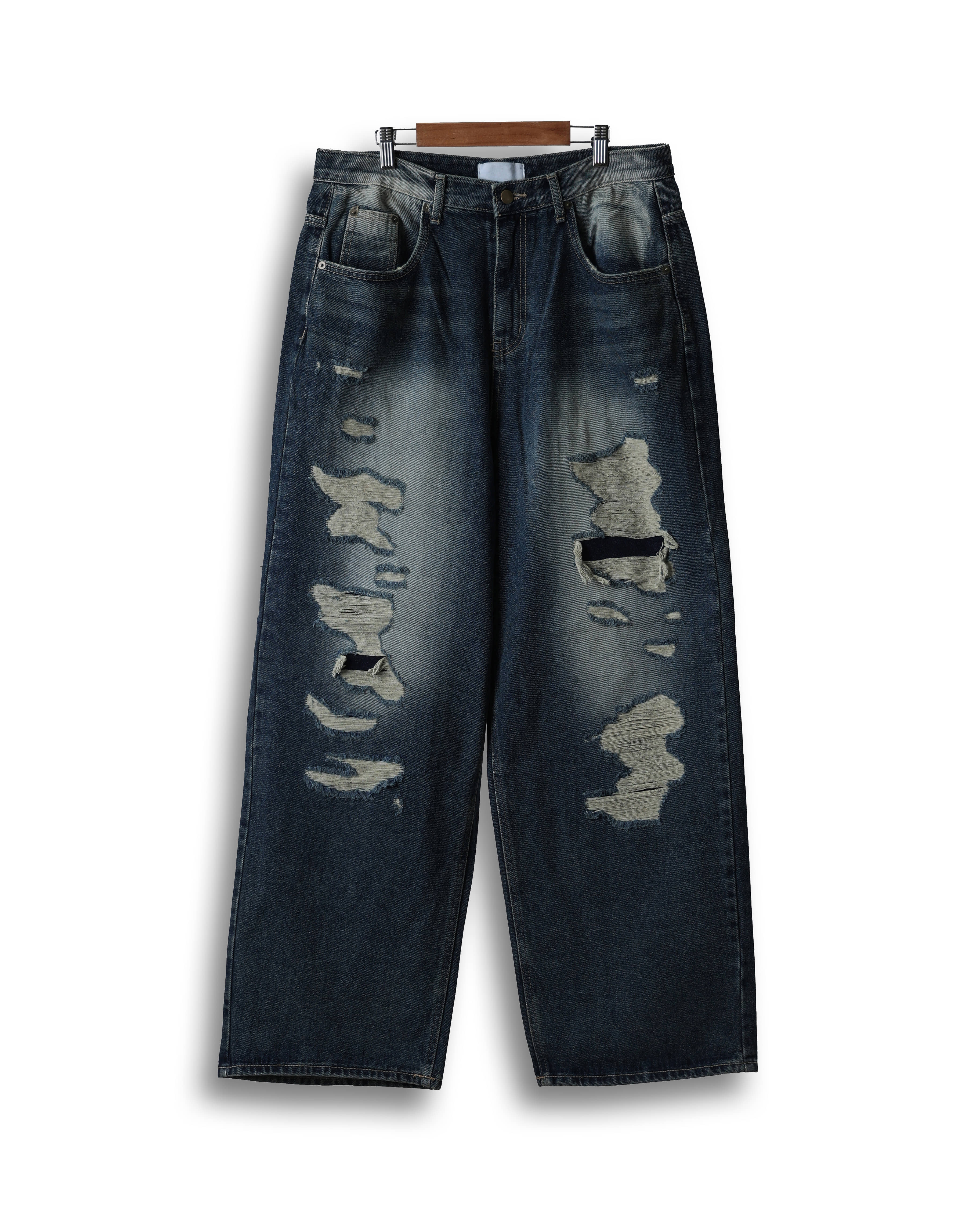 THIRD J Destroyed Vintage Denim Pants (Washed Denim)