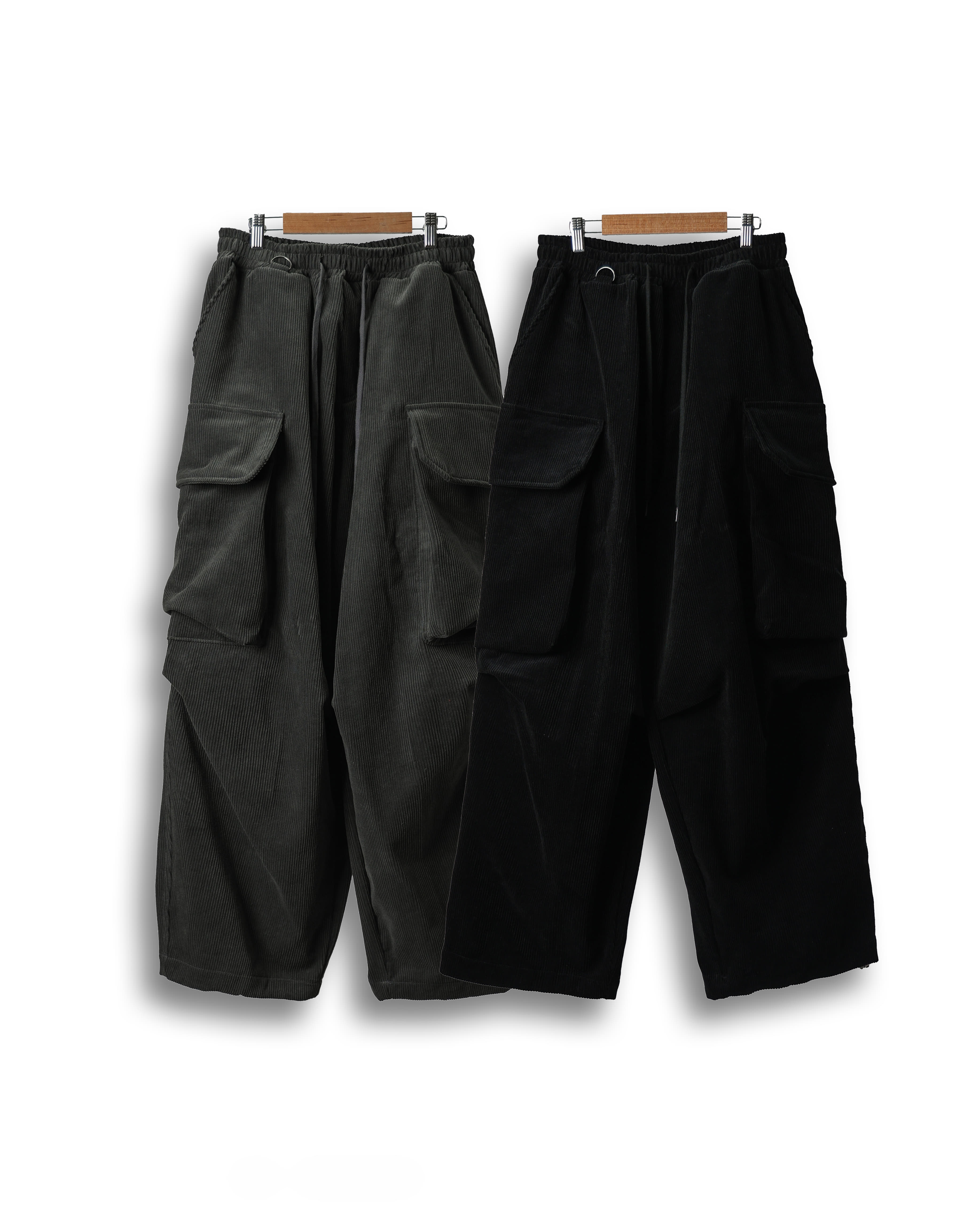 GRAM Military Corduroy Balloon Pants (Black/Charcoal)