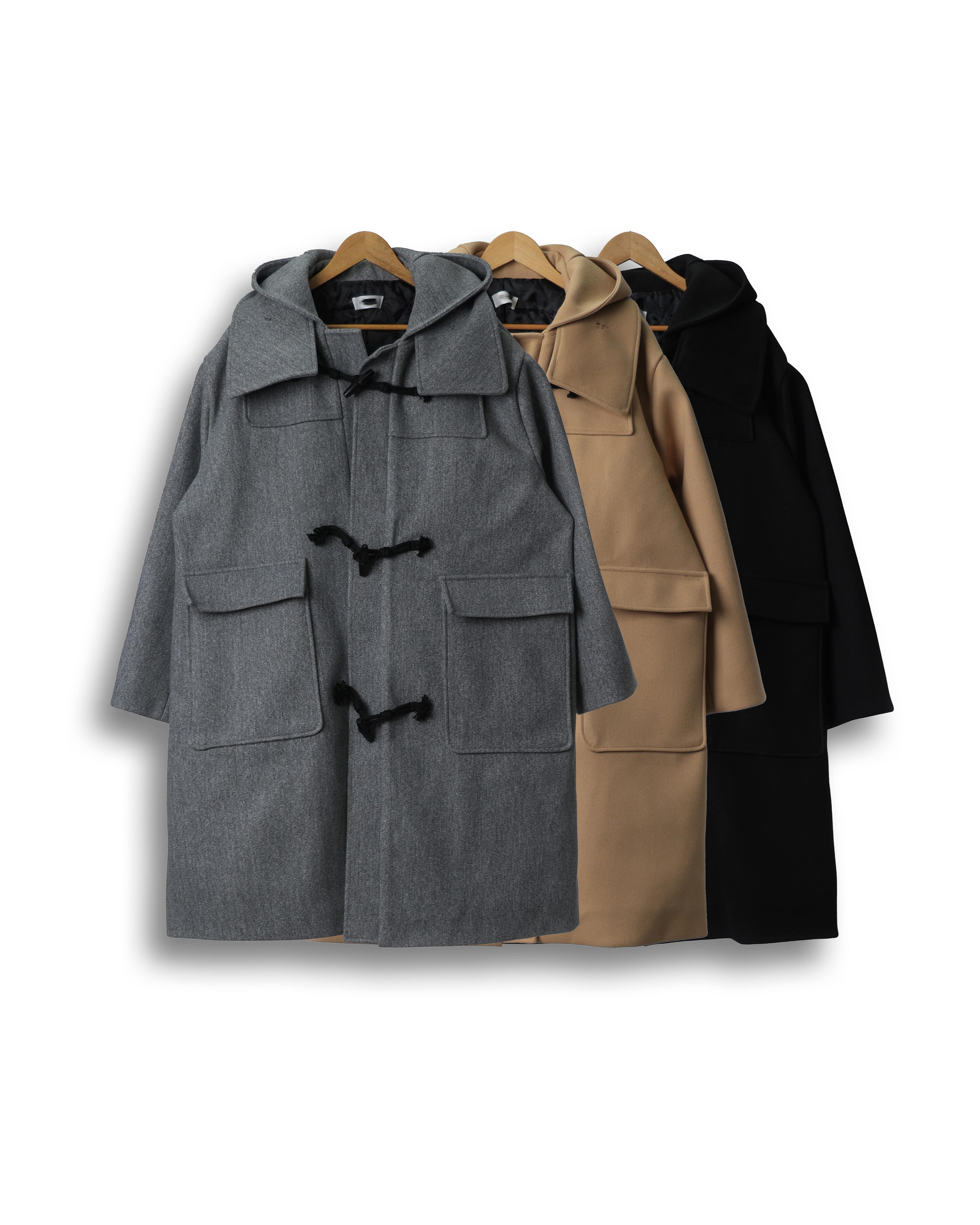 RAO High Button Padded Duffle Coat (Black/Beige/Gray)