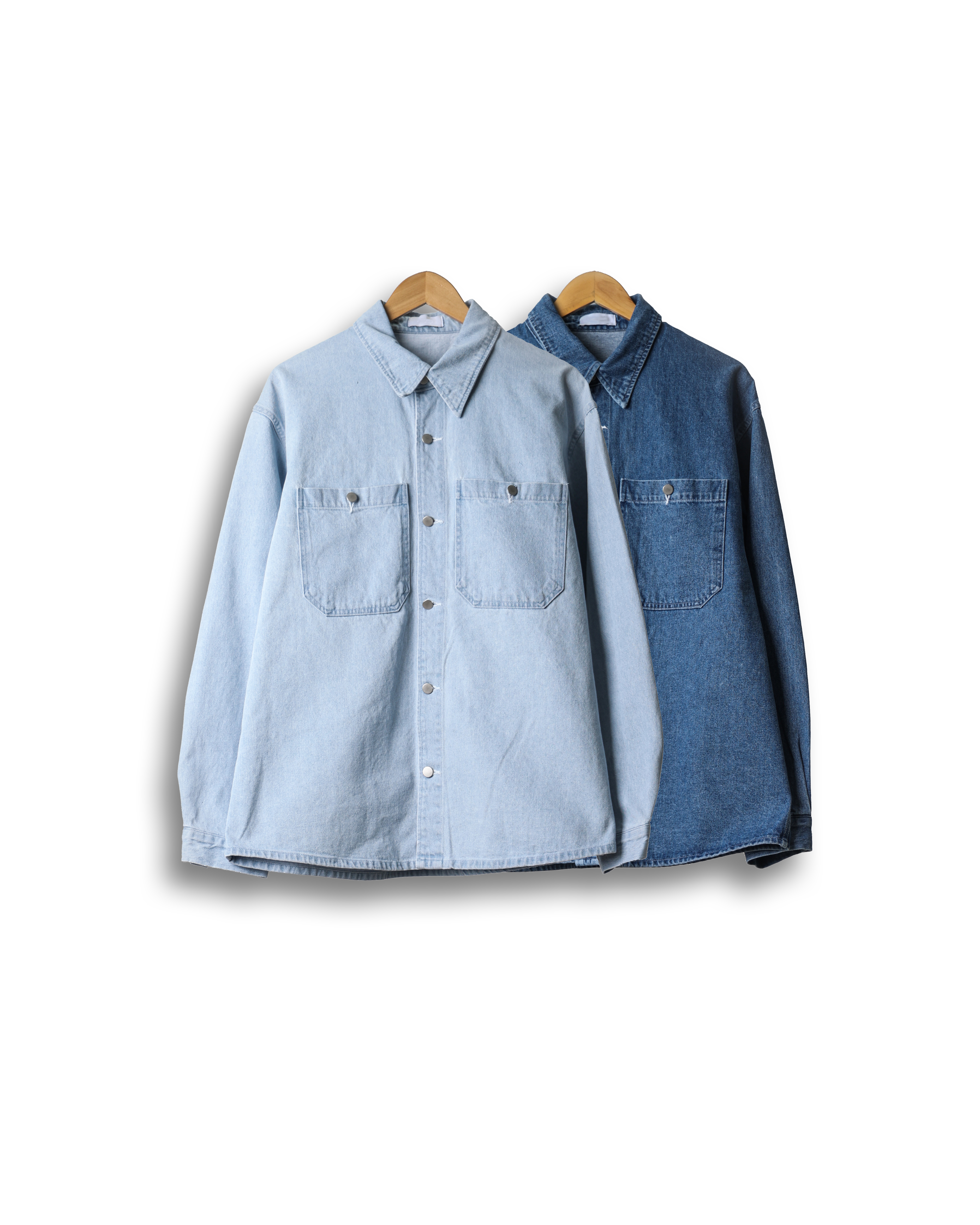 NSWER Two Pocket Denim Shirts Jacket (Middle Denim/Light Denim)