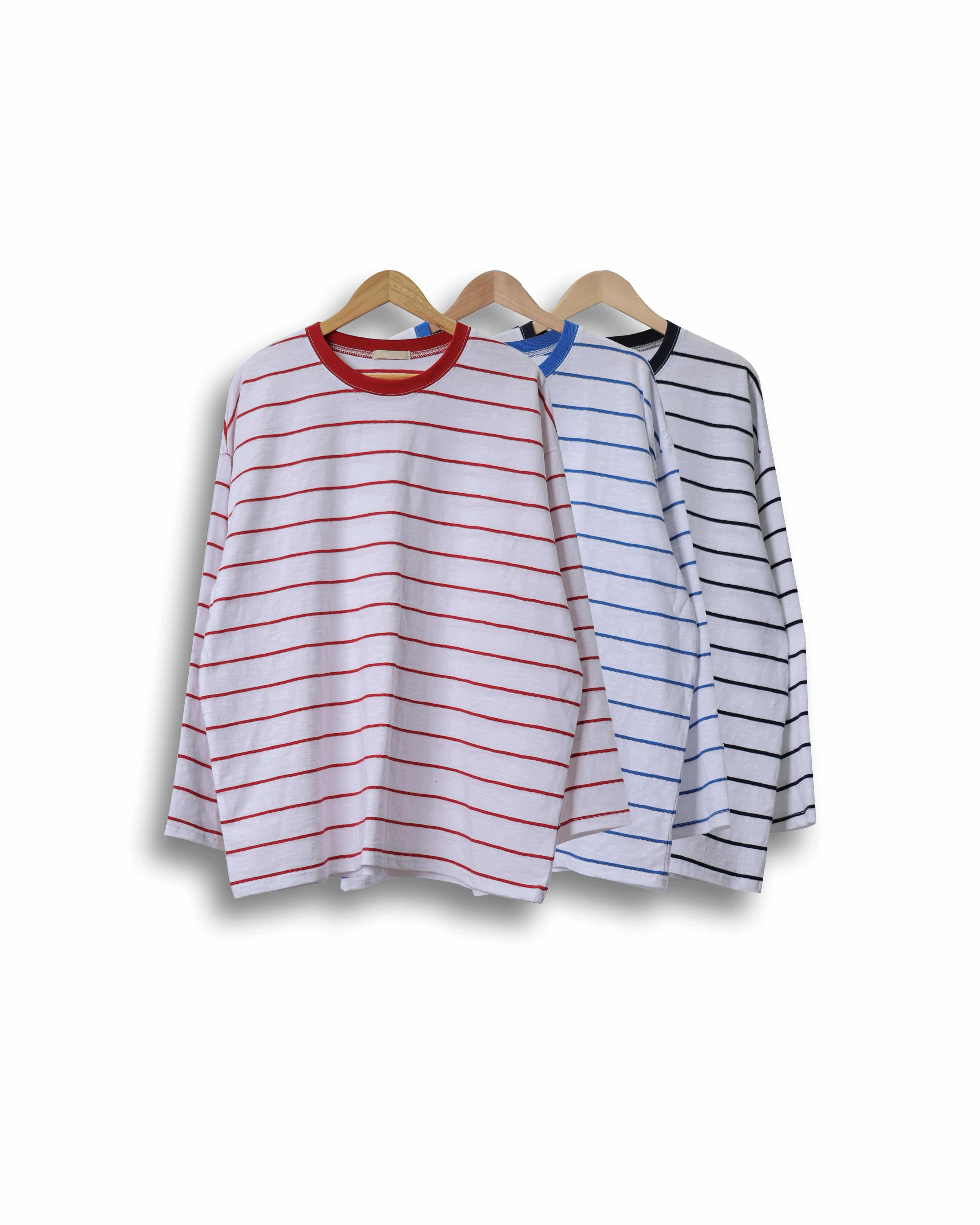 SPRY Marin Pin Stripe Loose Long Sleeve (Navy/Blue/Red)