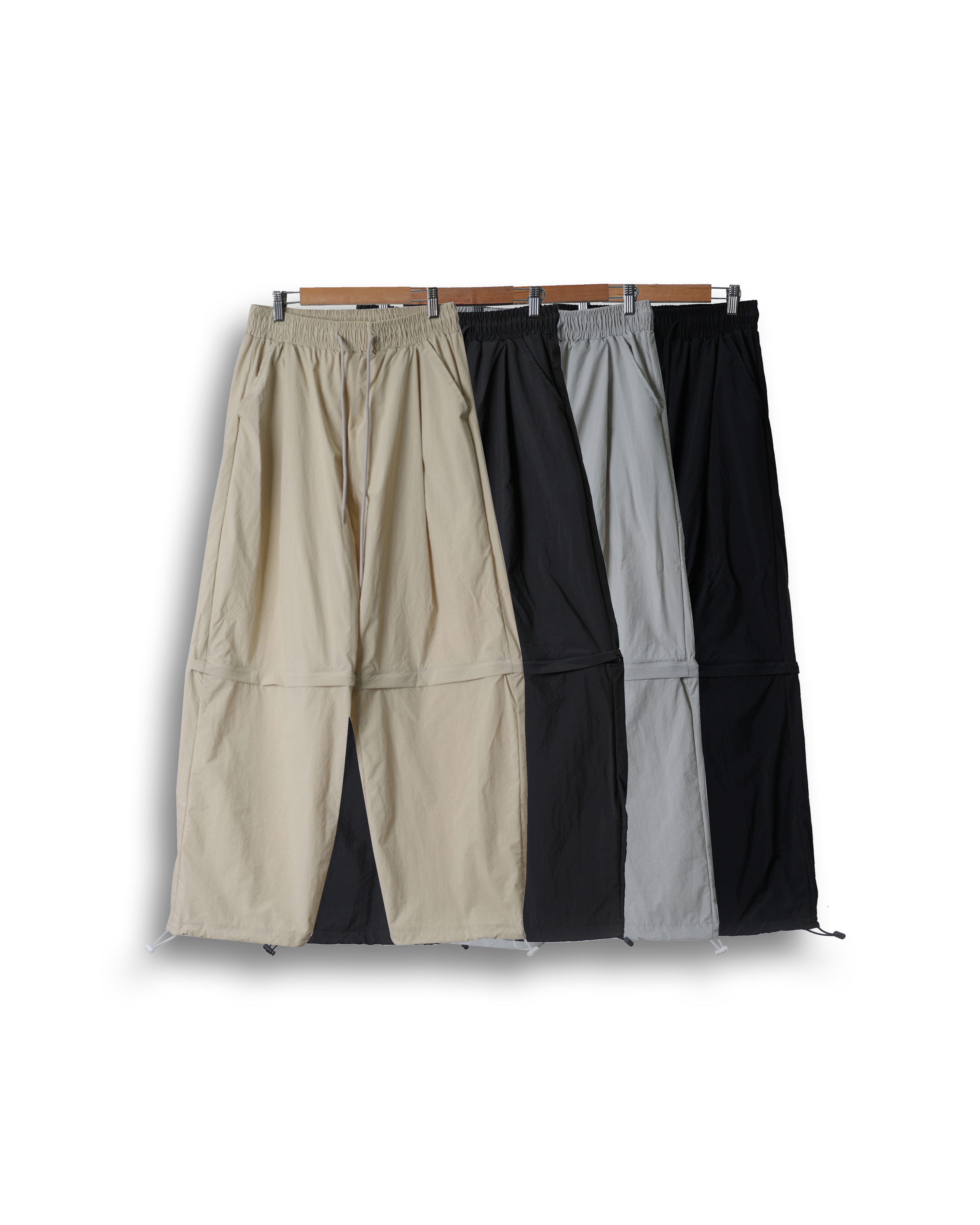 LUS Hook Zip Nylon Spoty Wide Pants (Black/Charcoal/Light Gray/Beige)