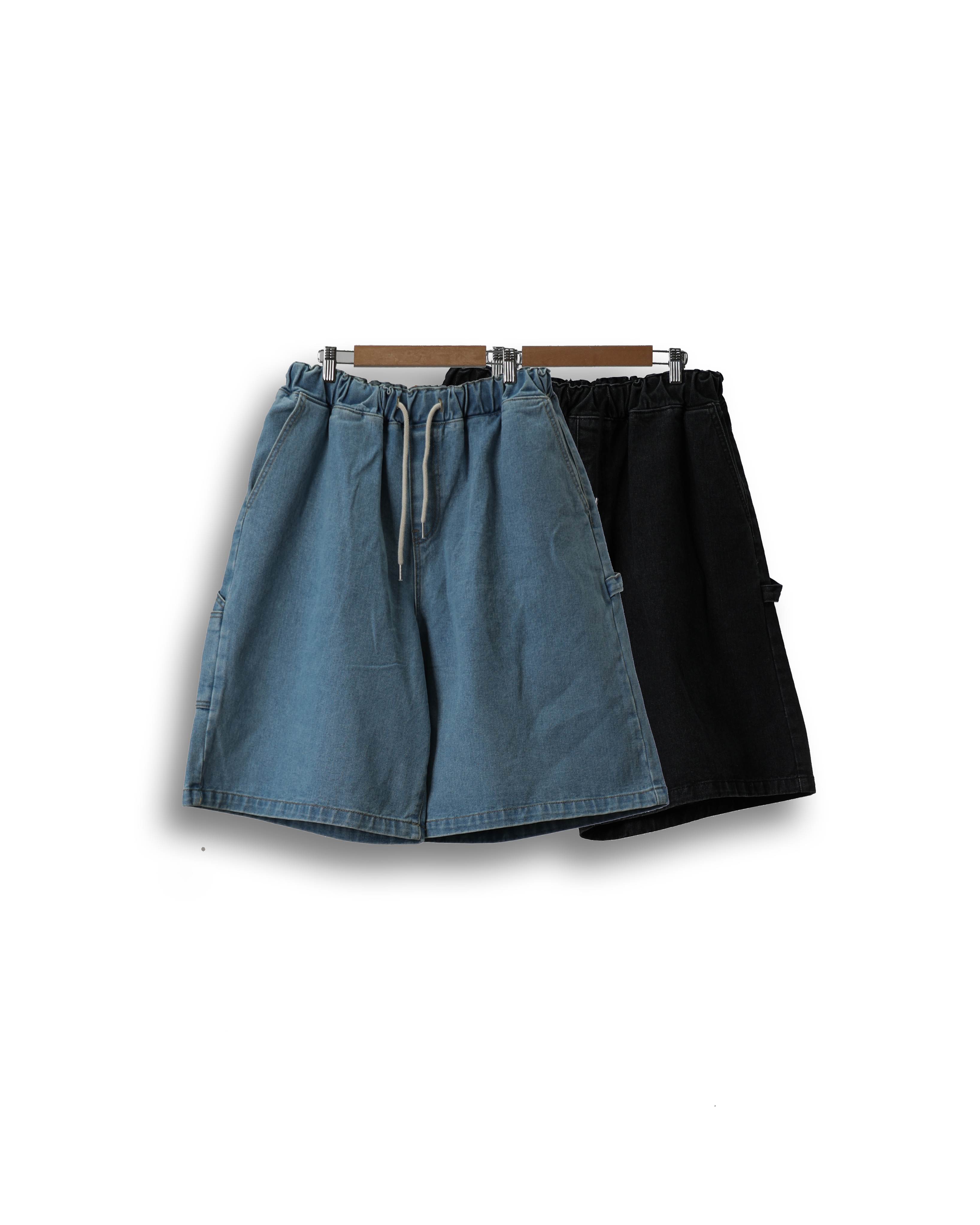 ANSWR Carpenter Loop Denim Bermuda Pants (Black Denim/Blue Denim)