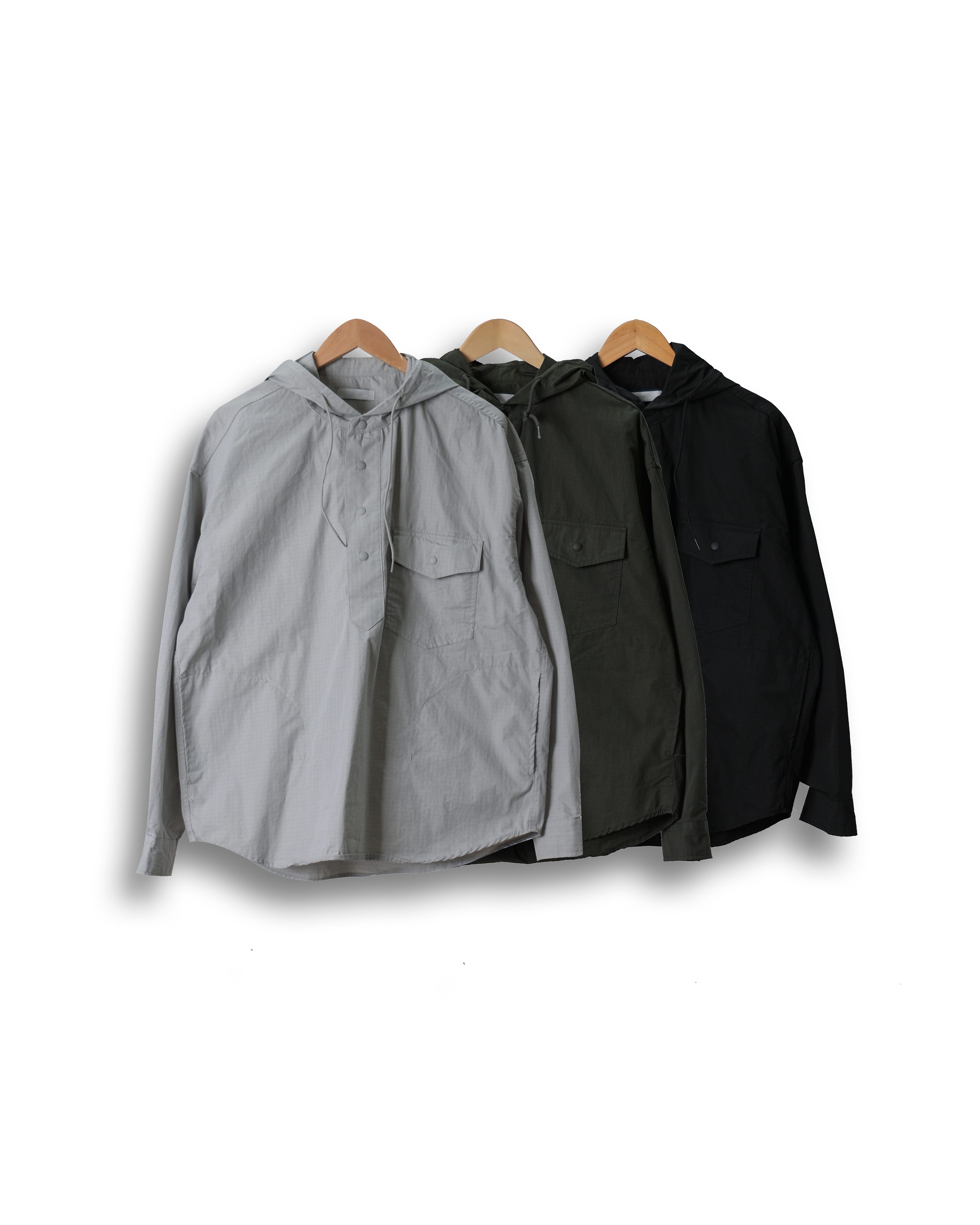 SPEC Ripstop Hoodie Shirts Anorak Jacket (Black/Olive/Light Gray)