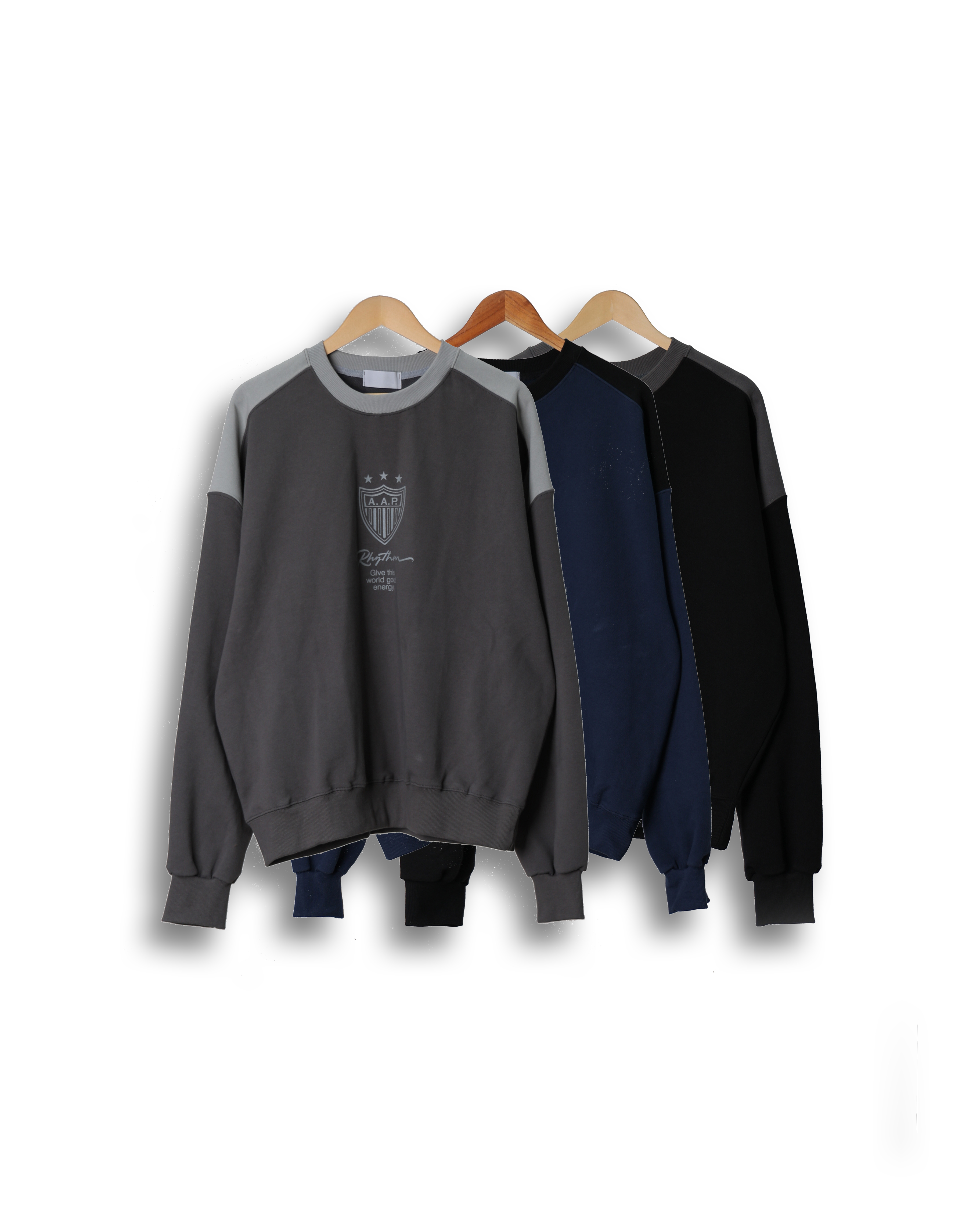 RUMO A.A.P Color Pattern Sweat Shirts (Black/Navy/Charcoal)