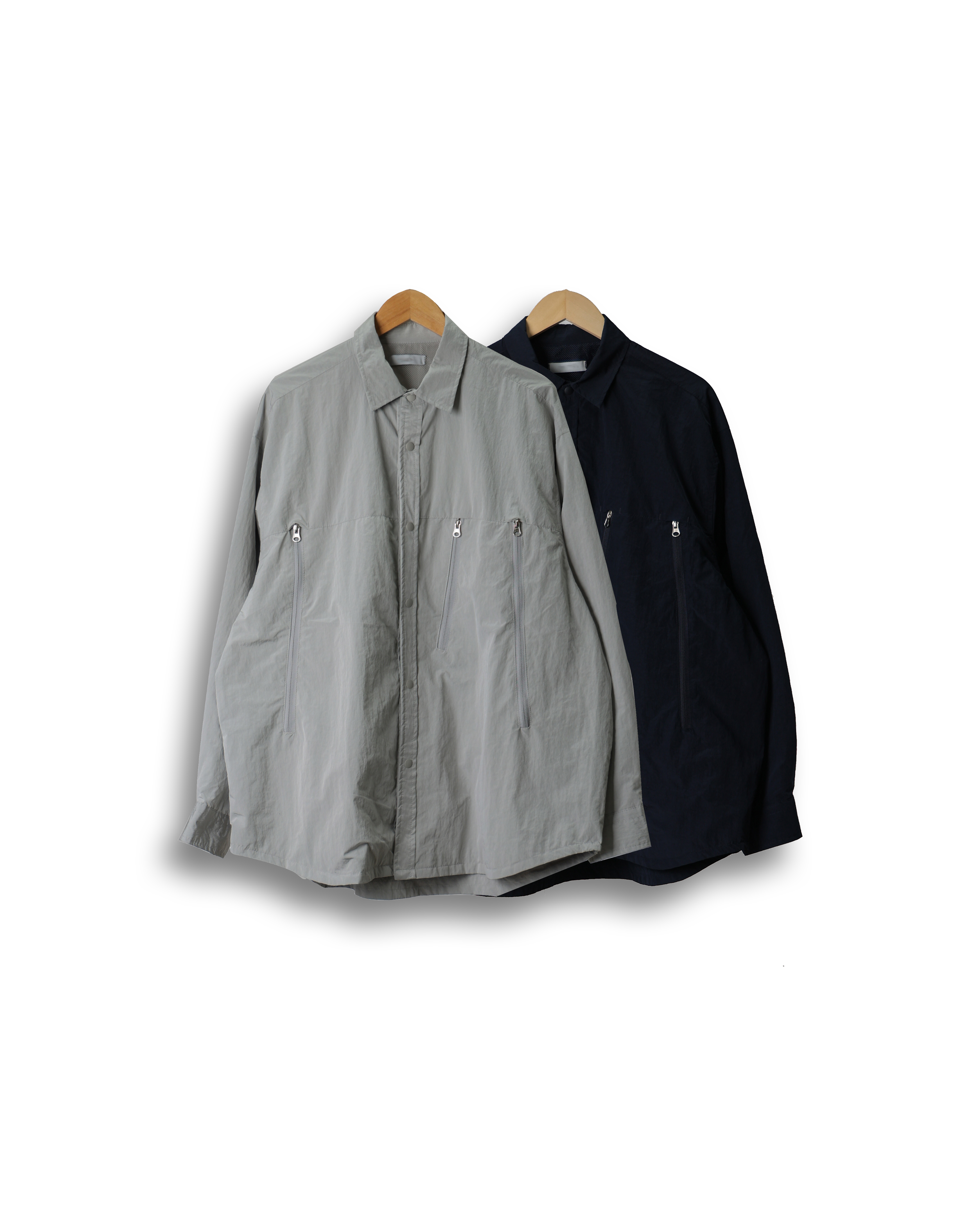 PECTOR SOLID Oversized Zip Jacket (Navy/Gray)