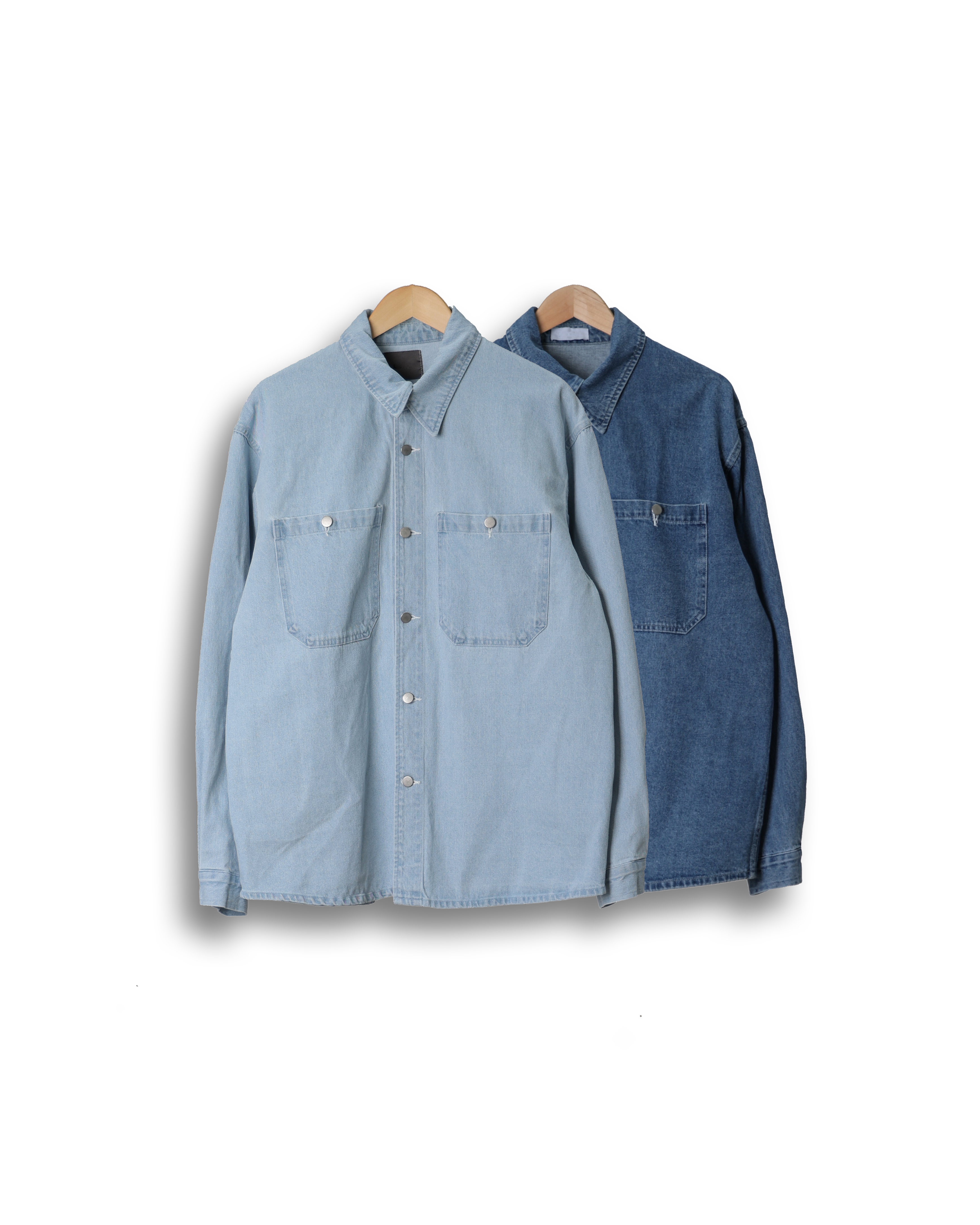 ANSWR Double Pocket Denim Shirts Jacket (Middle Denim/Light Denim)