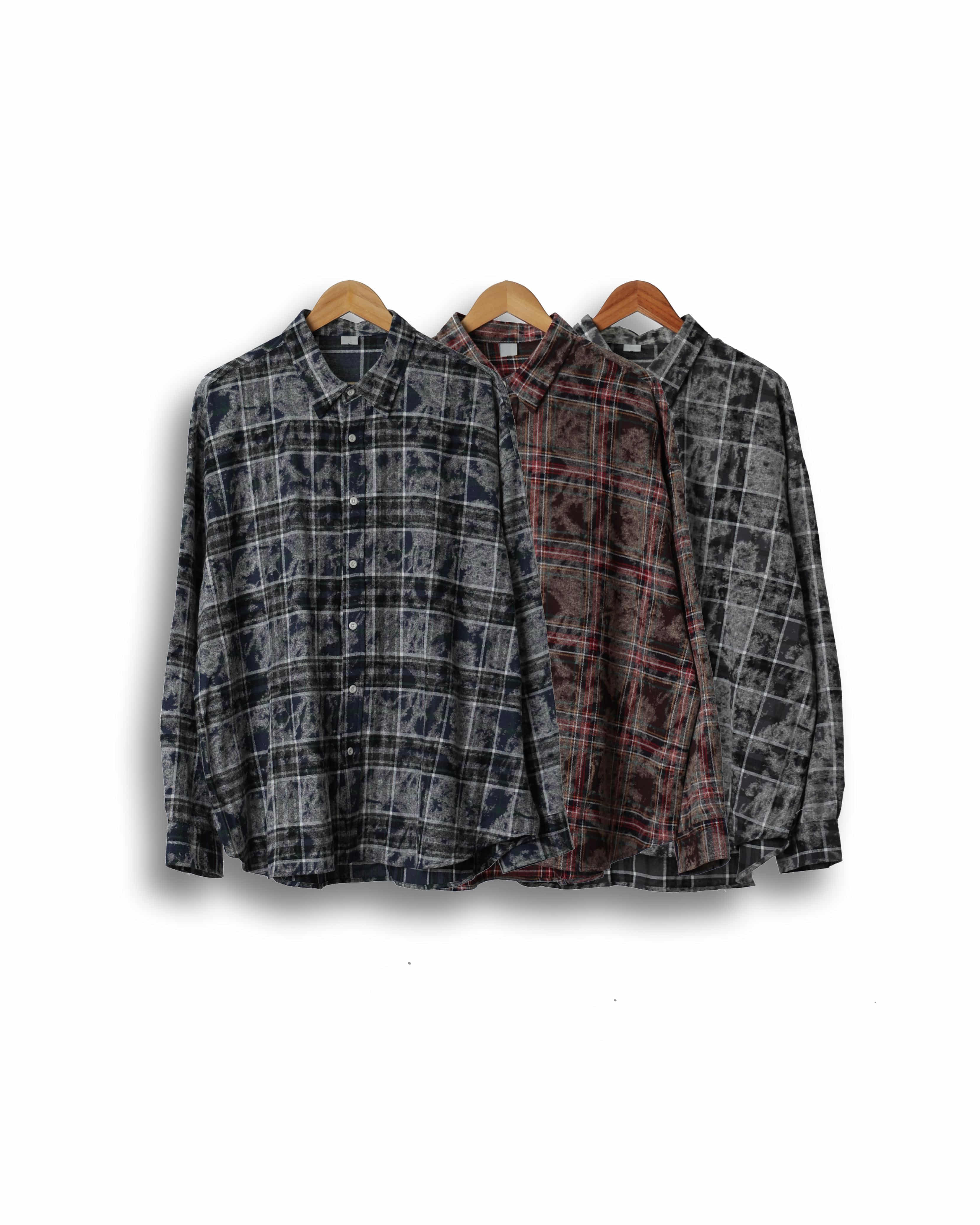 L.FRK Snow Washed Vintage Check Shirts (Black/Navy/Brown)