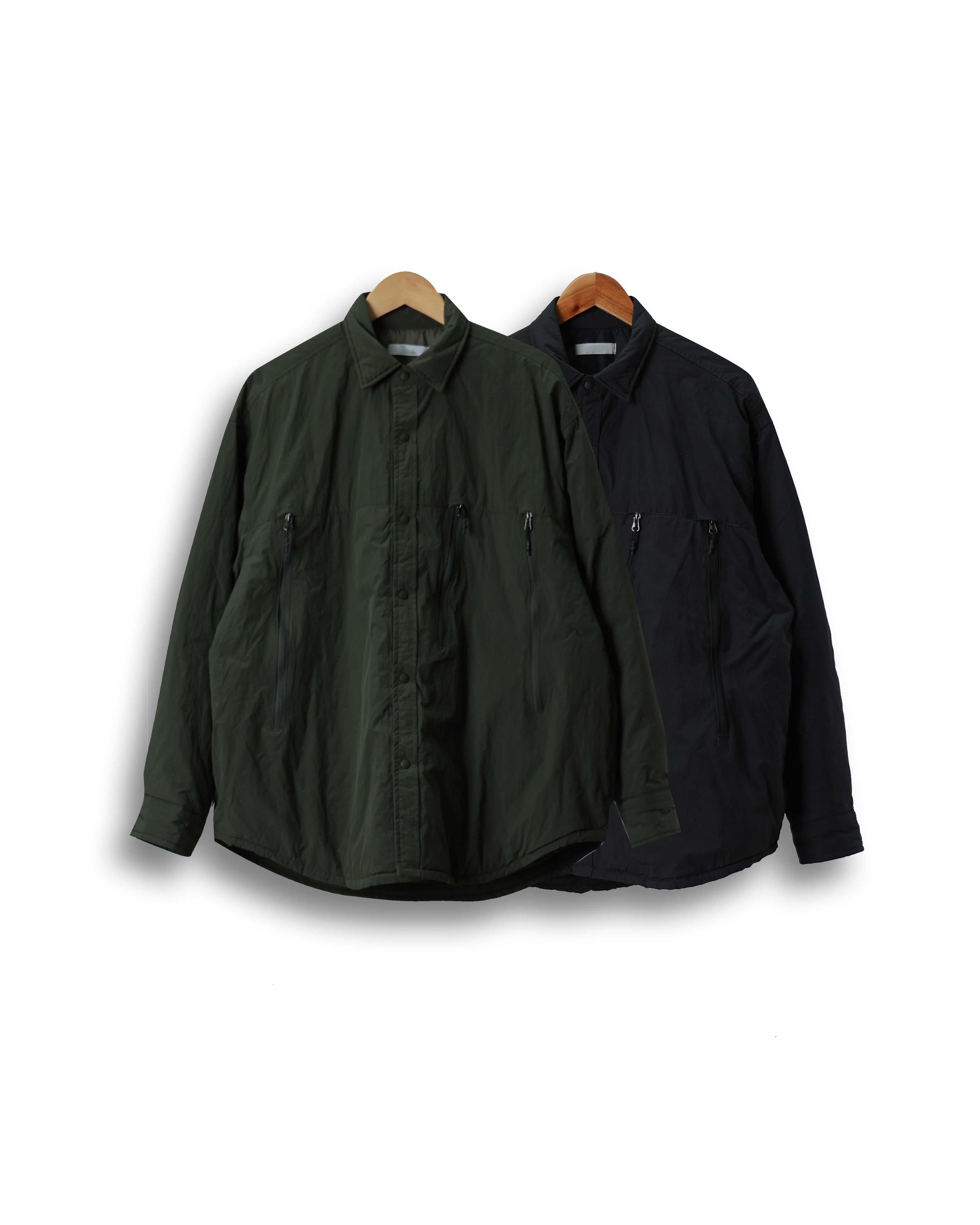S.PECT SOLID ZIP Padded Shirt Jacket (Black/Olive)