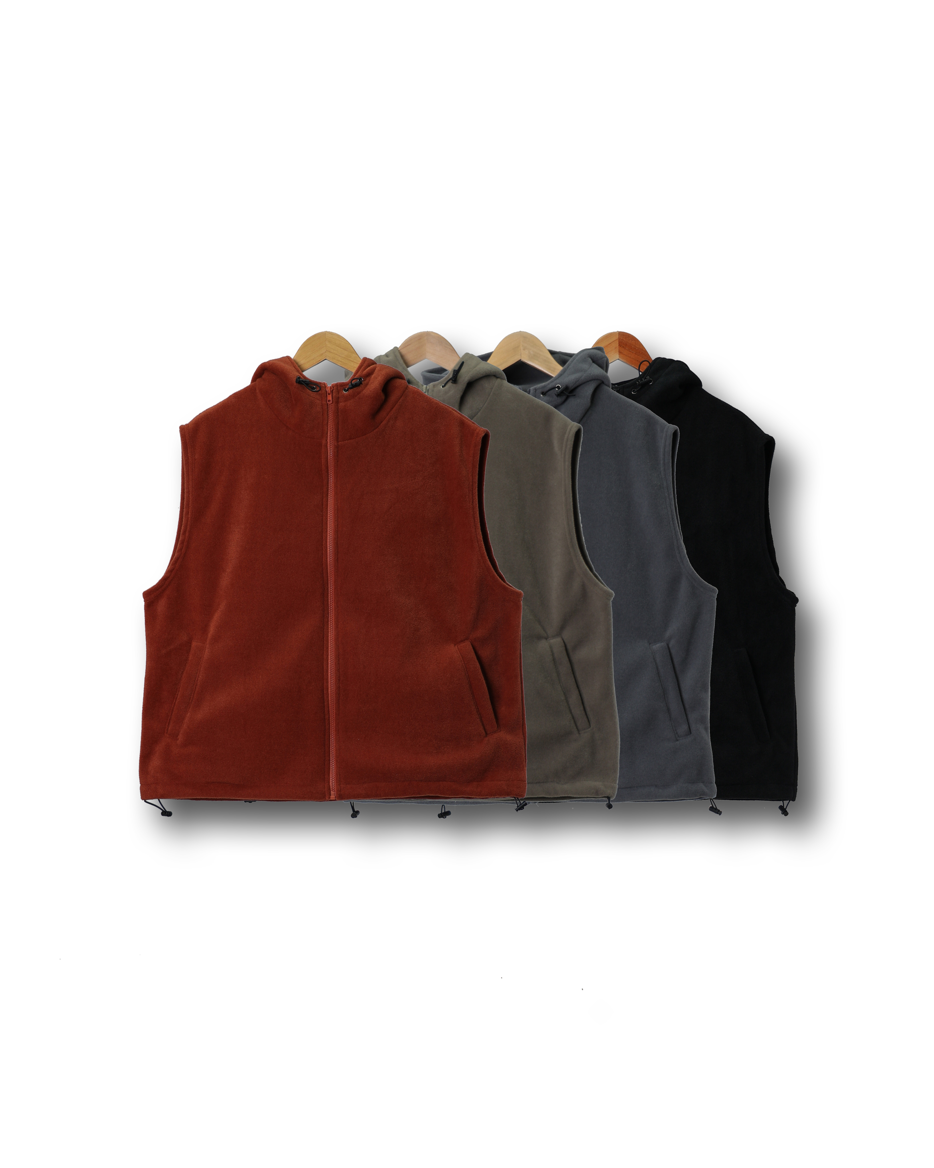 PCNT CORE Fleece Mountain Hoodie Vest (Black/Charcoal/Brick/Gray Beige)