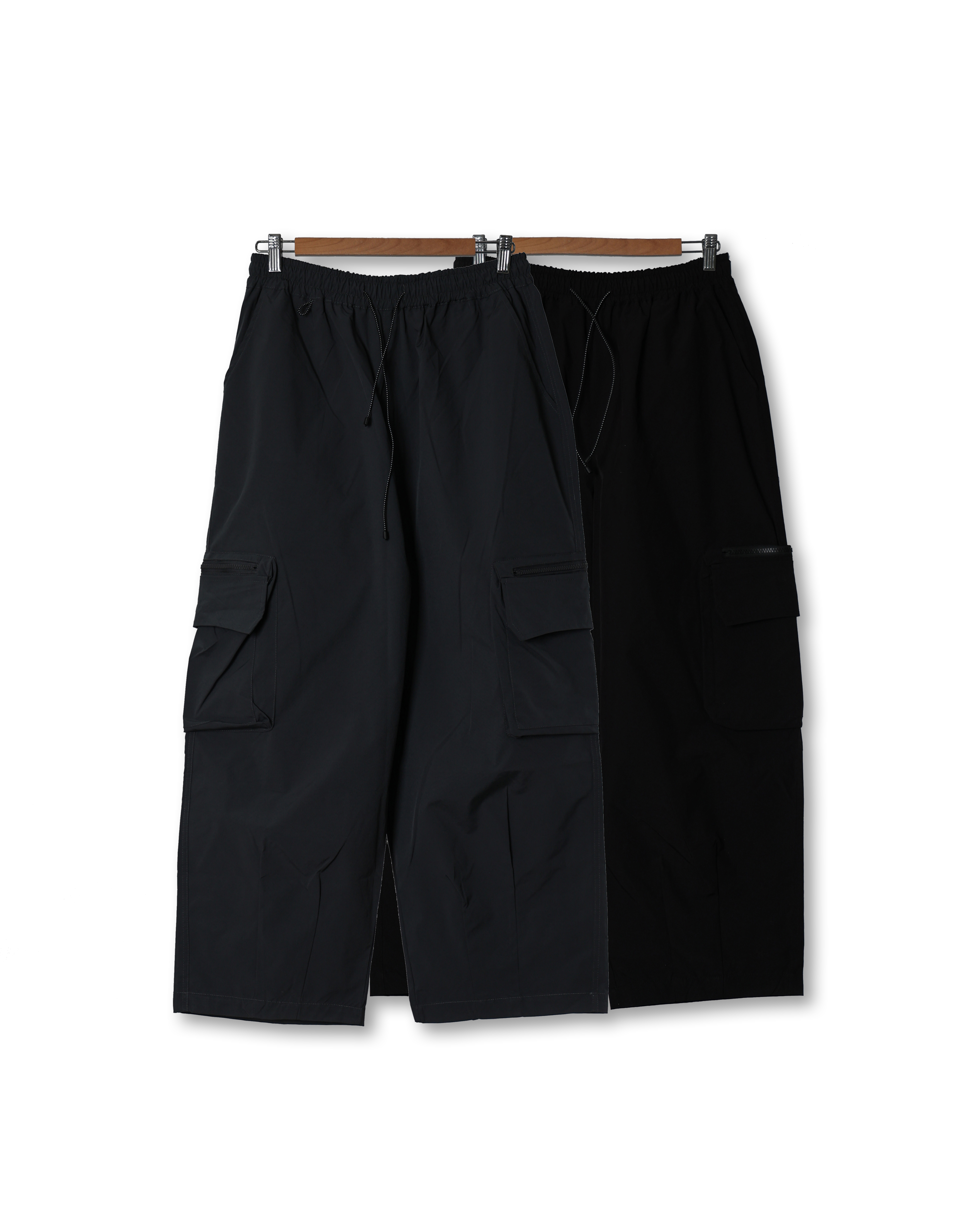 HOMAG Nylon Wide Zip Cargo Pants (Black/Charcoal)