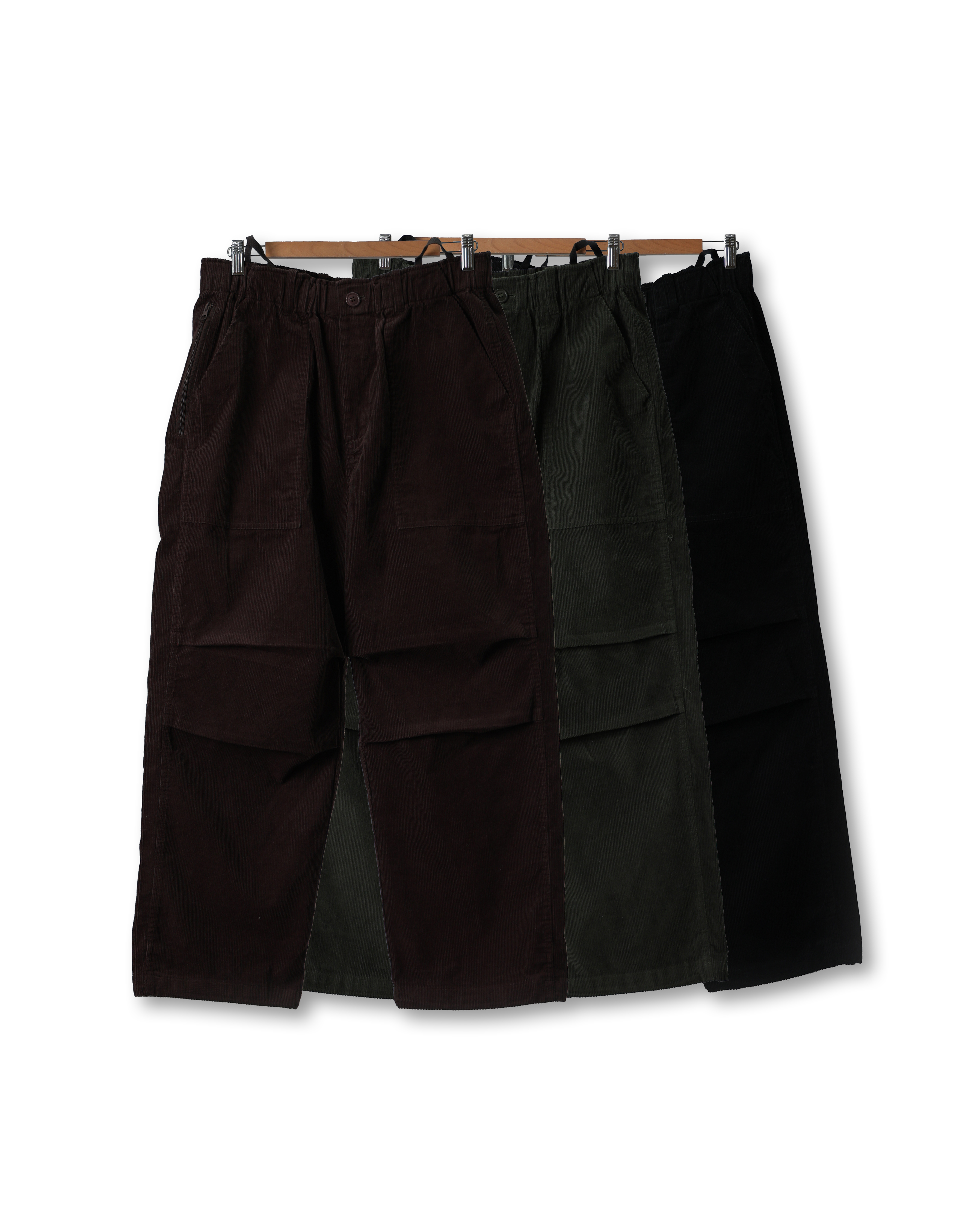 EXPRESS Corduroy Mil Cargo Pleats Pants (Black/Olive/Brown)