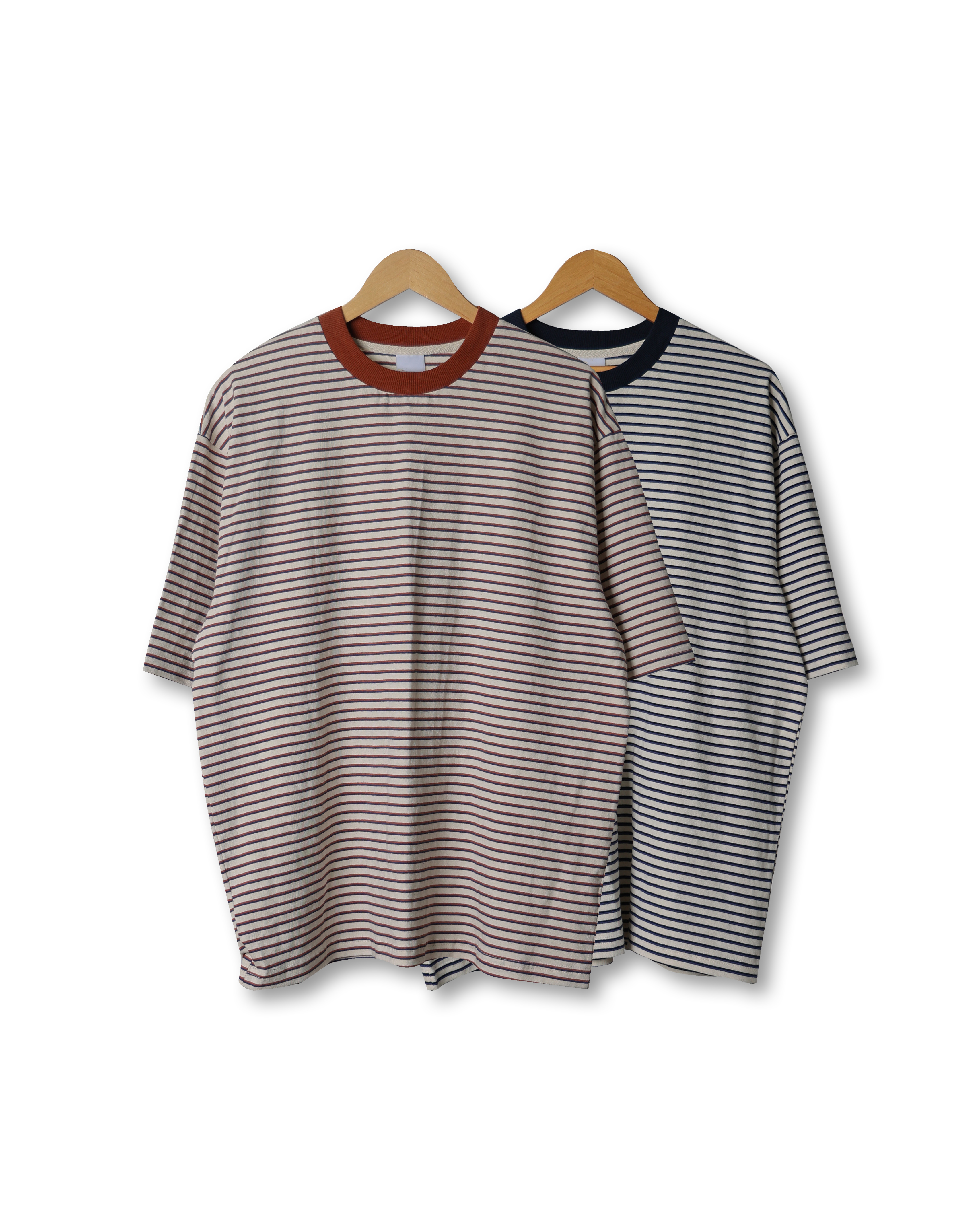 HAMML Thin Stripe Easy T Shirts (Navy/Brown)