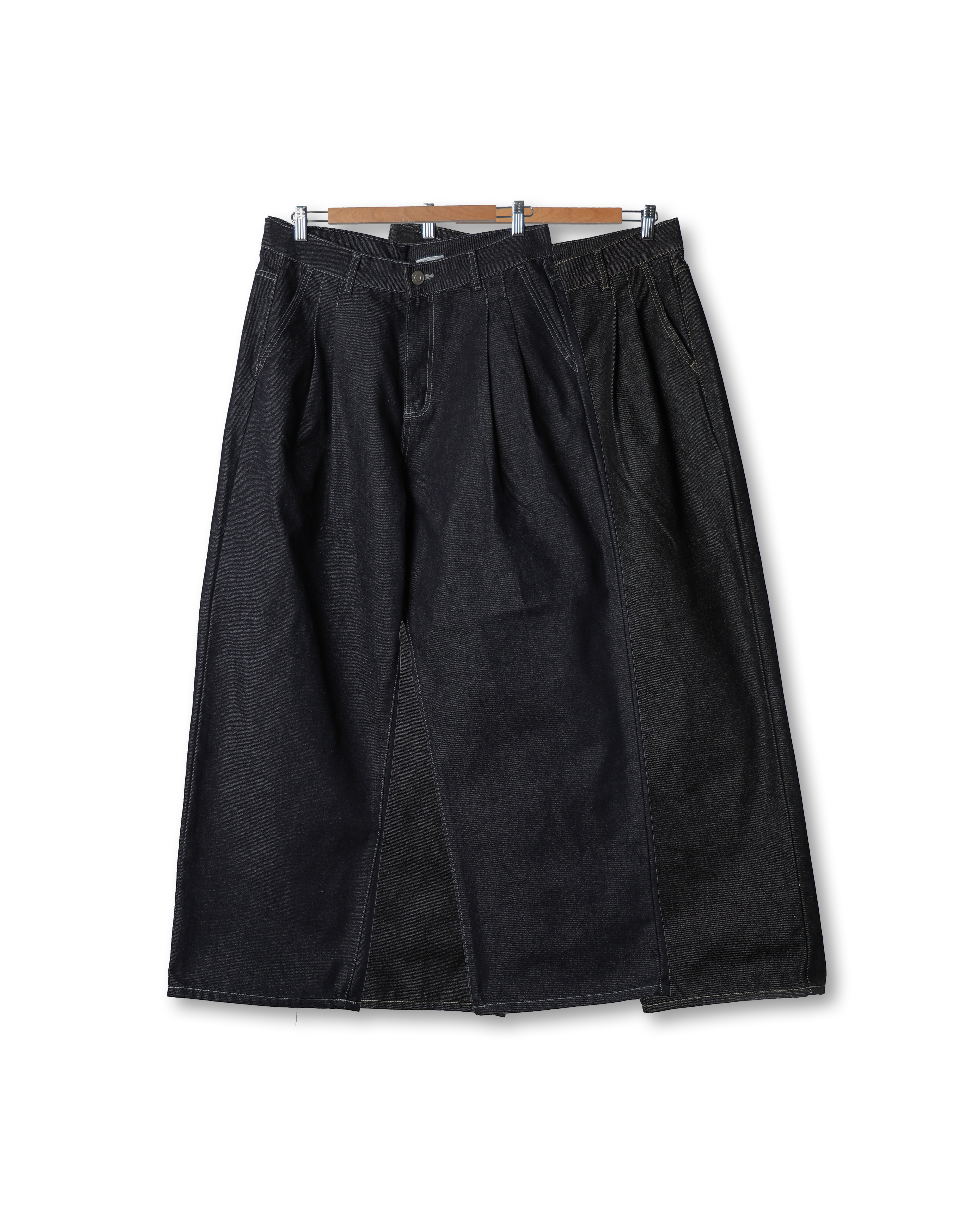 CLV P290 Two Tuck Wide Denim Pants (Black Denim/Raw Denim)