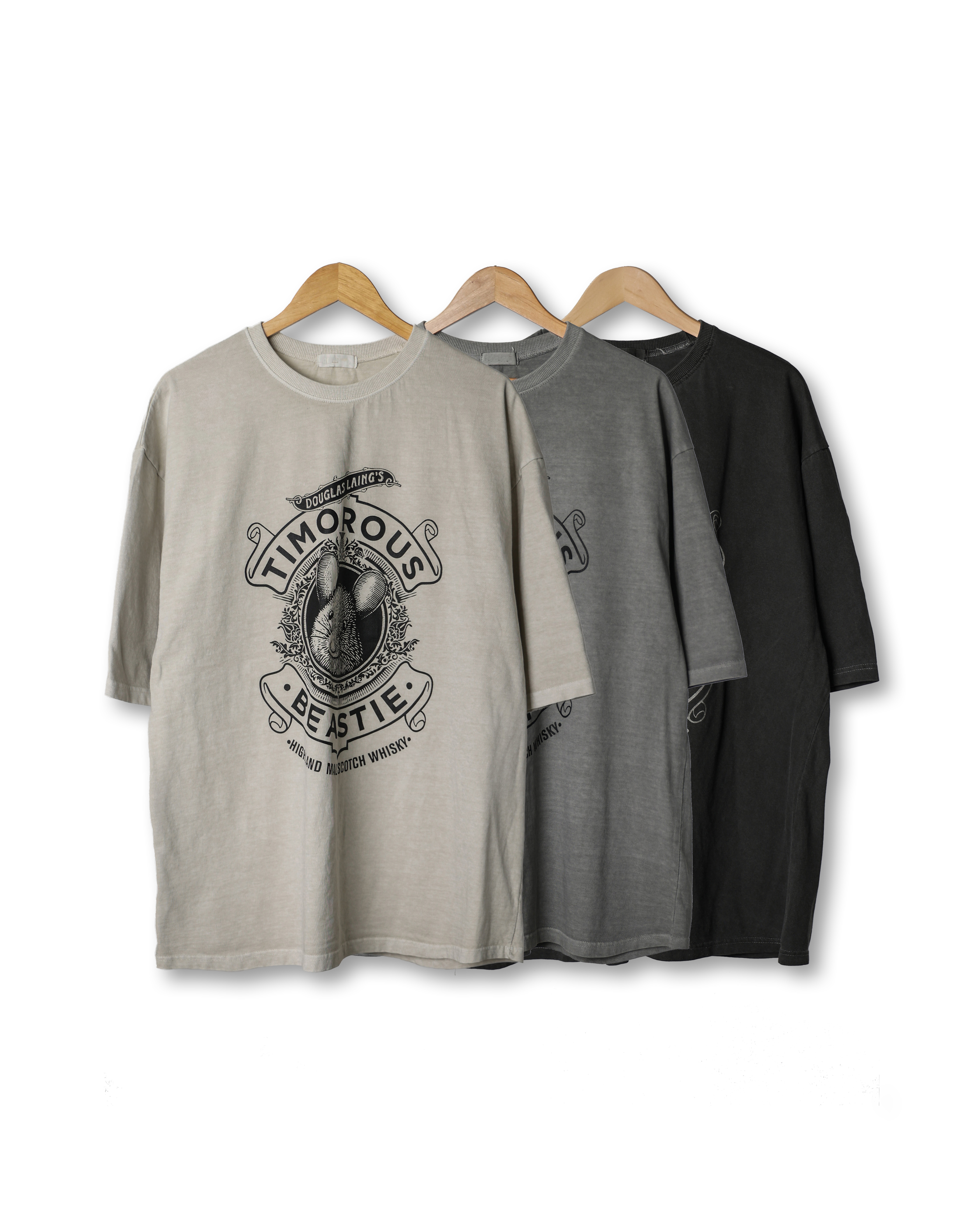 PRCNT TIMOROUS Pigments Over T Shirts (Charcoal/gray/Oat Beige)