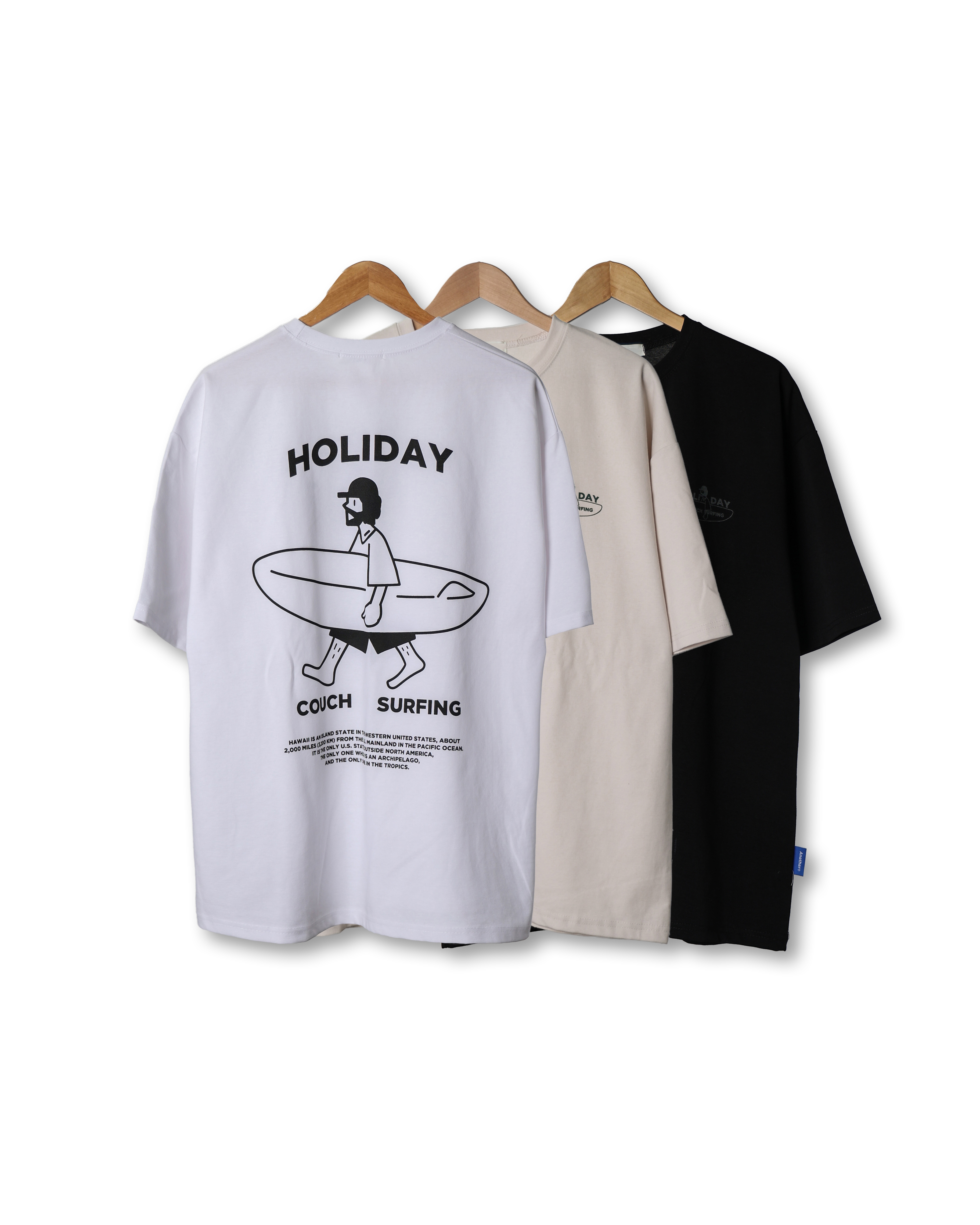 ANOTHR HOLIDAY SURF Summer T Shirts (Black/Cream/White)